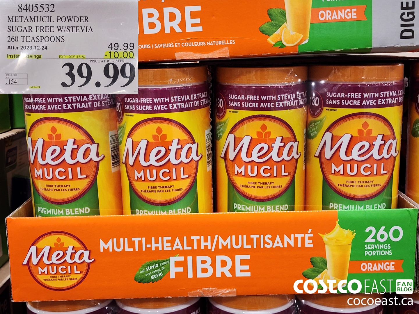 8405532 METAMUCIL POWDER SUGAR FREE W/STEVIA 260 TEASPOONS ($10.00 INSTANT SAVINGS EXPIRES ON 2023-12-24) $39.99