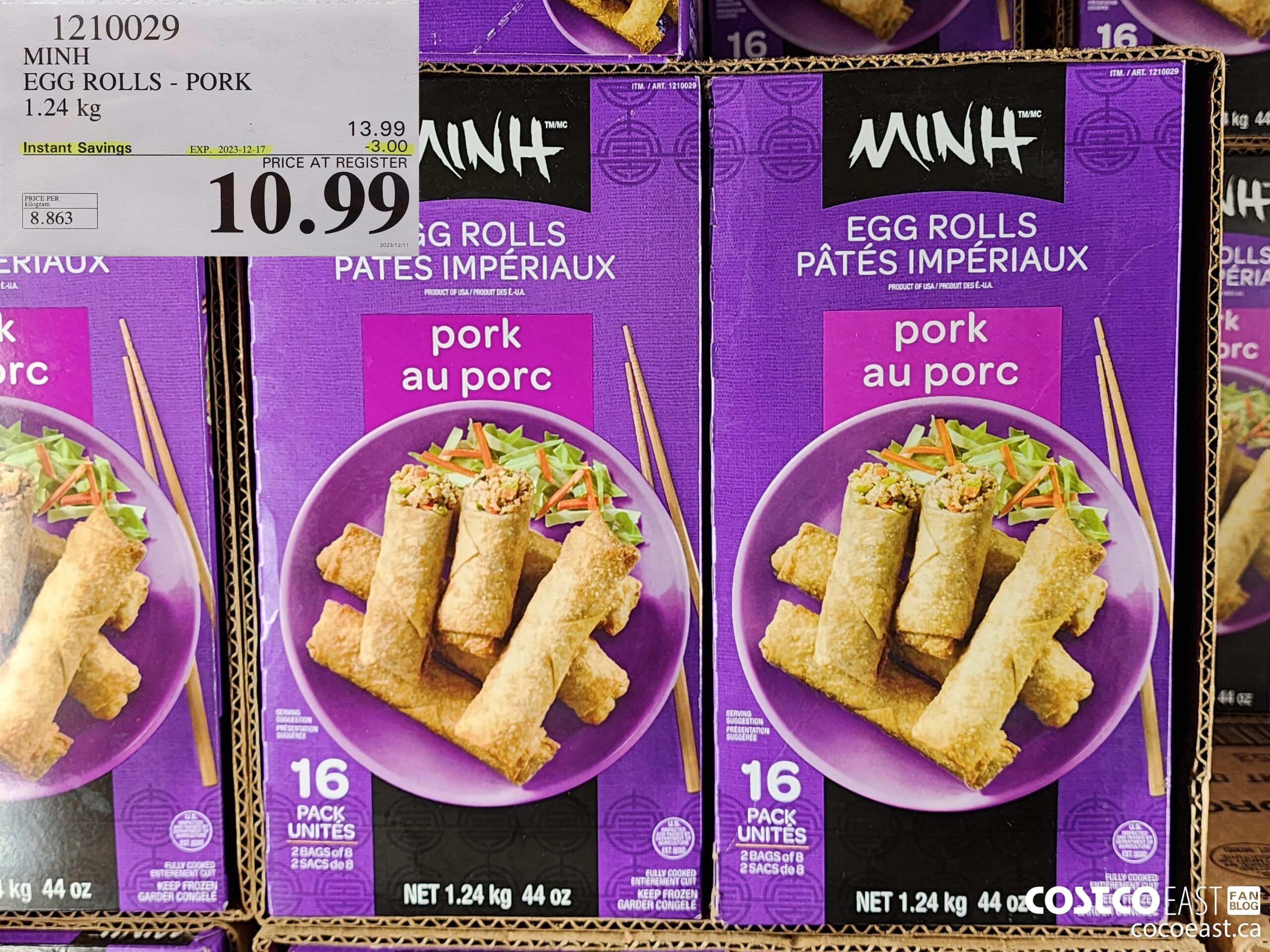 1210029 MINH PORK EGG ROLLS 1.24 KG ($3.00 INSTANT SAVINGS EXPIRES ON 2023-12-17) $10.99