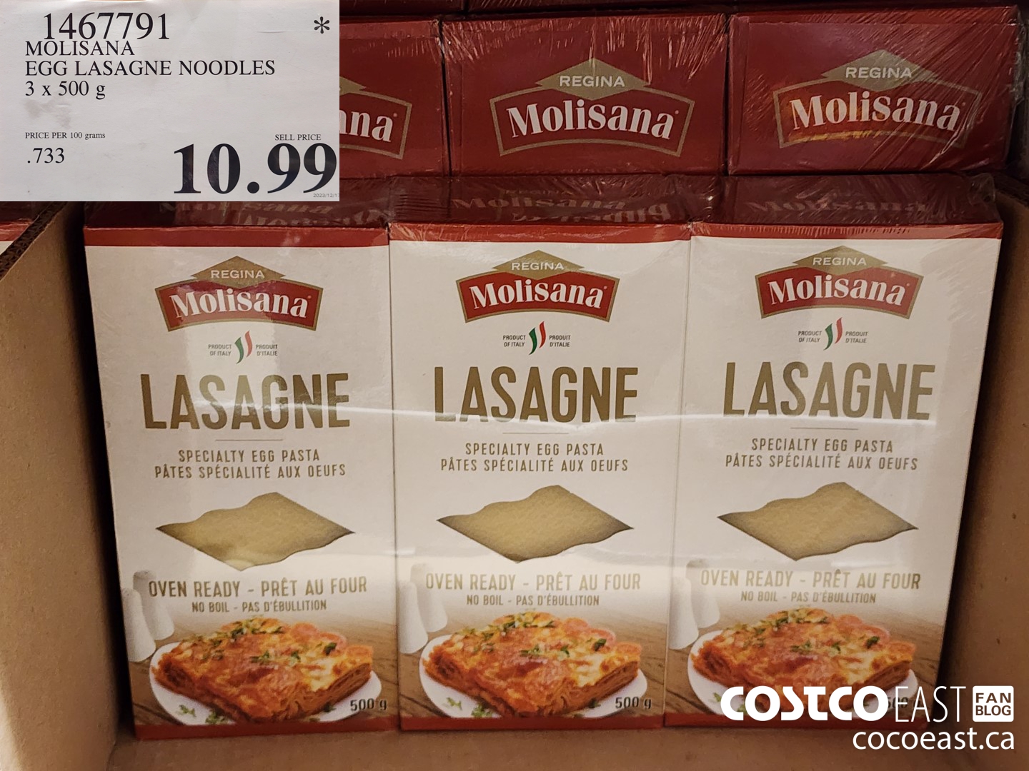 1467791 MOLISANA EGG LASAGNE NOODLES 3 x 500 g $10.99