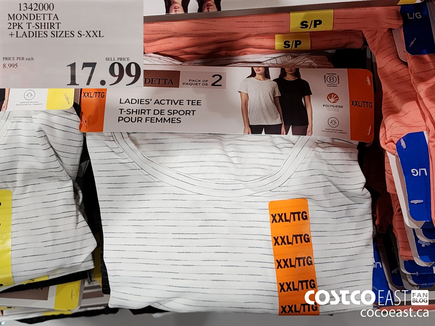 1342000 MONDETTA 2PK T-SHIRT +LADIES SIZES S-XXL $17.99