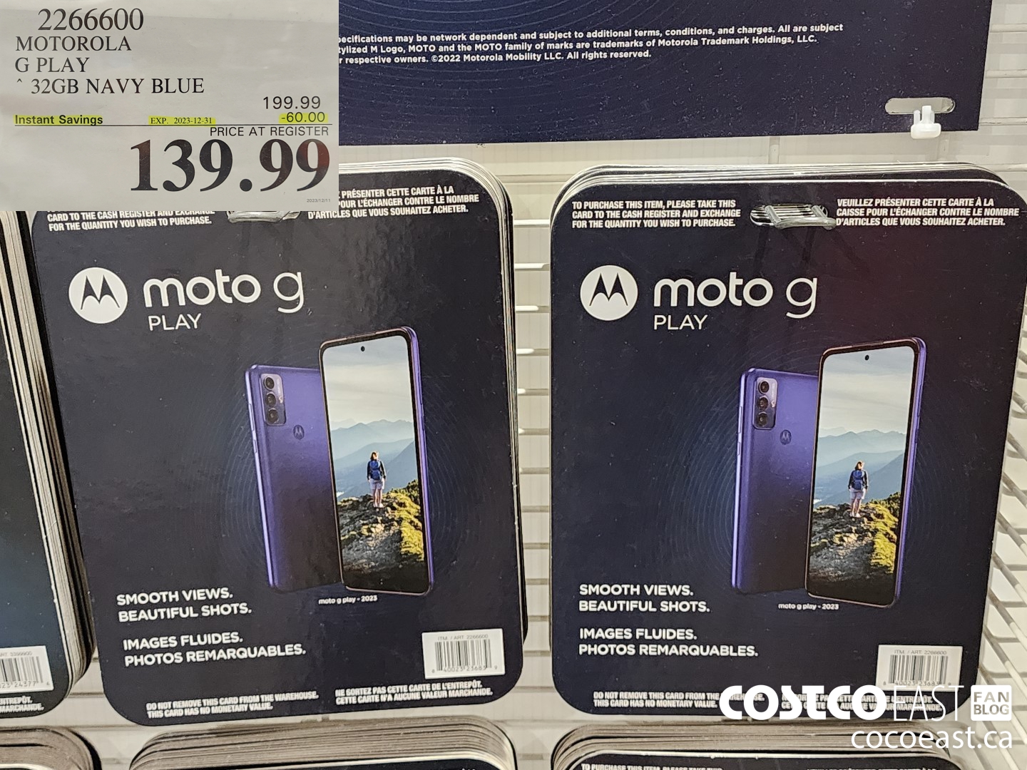2266600 MOTOROLA G PLAY 32GB NAVY BLUE ($60.00 INSTANT SAVINGS EXPIRES ON 2023-12-31) $139.99