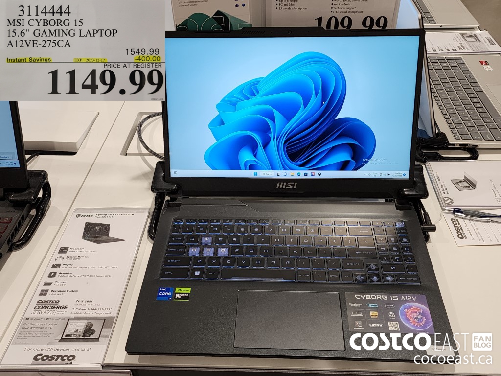 3114444 MSI CYBORG 15 15.6' GAMING LAPTOP A12VE-275CA ($400.00 INSTANT SAVINGS EXPIRES ON 2023-12-17) $1149.99