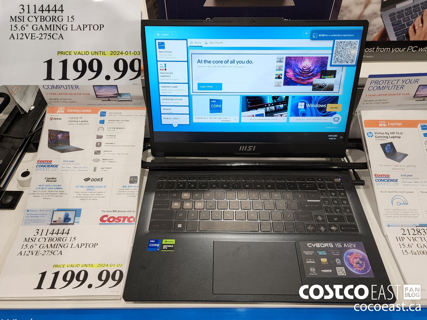 3114444 MSI CYBORG 15 15.6' GAMING LAPTOP A12VE-275CA $1199.99