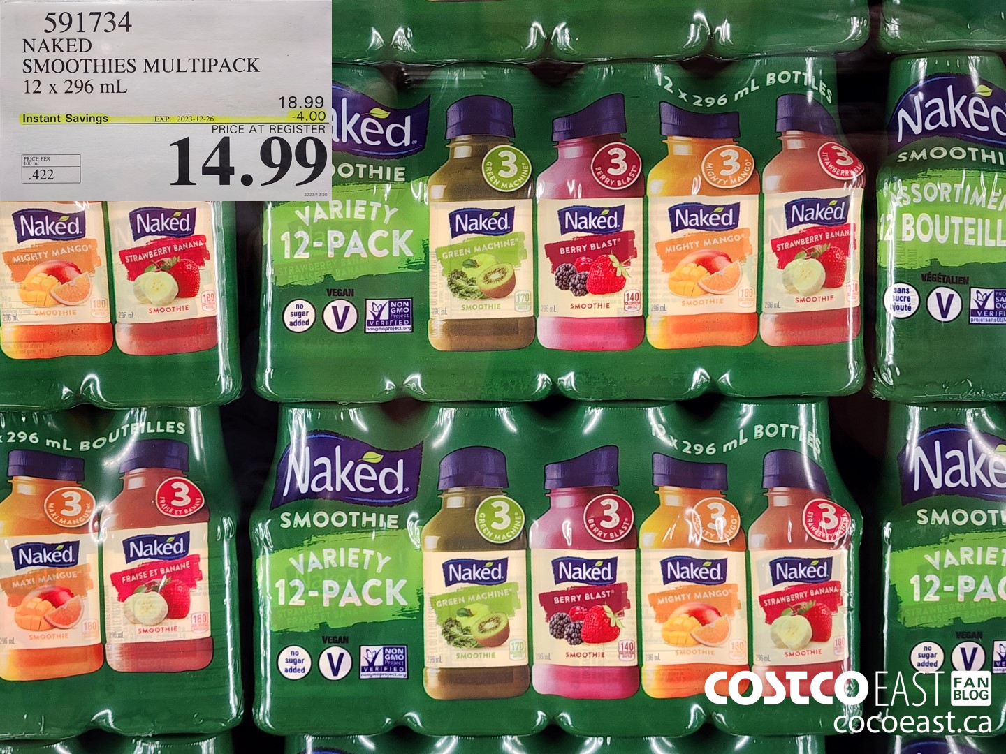 591734 NAKED SMOOTHIES MULTIPACK 12 X 296 ML ($4.00 INSTANT SAVINGS EXPIRES ON 2023-12-26) $14.99