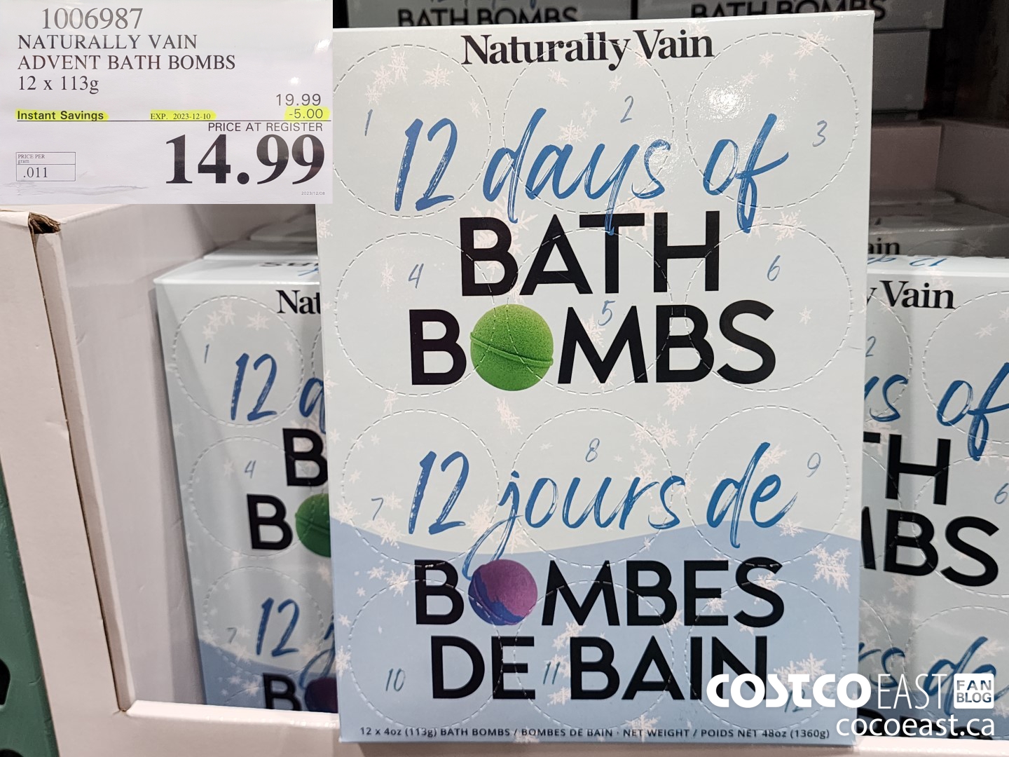 1006987 NATURALLY VAIN ADVENT BATH BOMBS 12 X 113G ($5.00 INSTANT SAVINGS EXPIRES ON 2023-12-10) $14.99