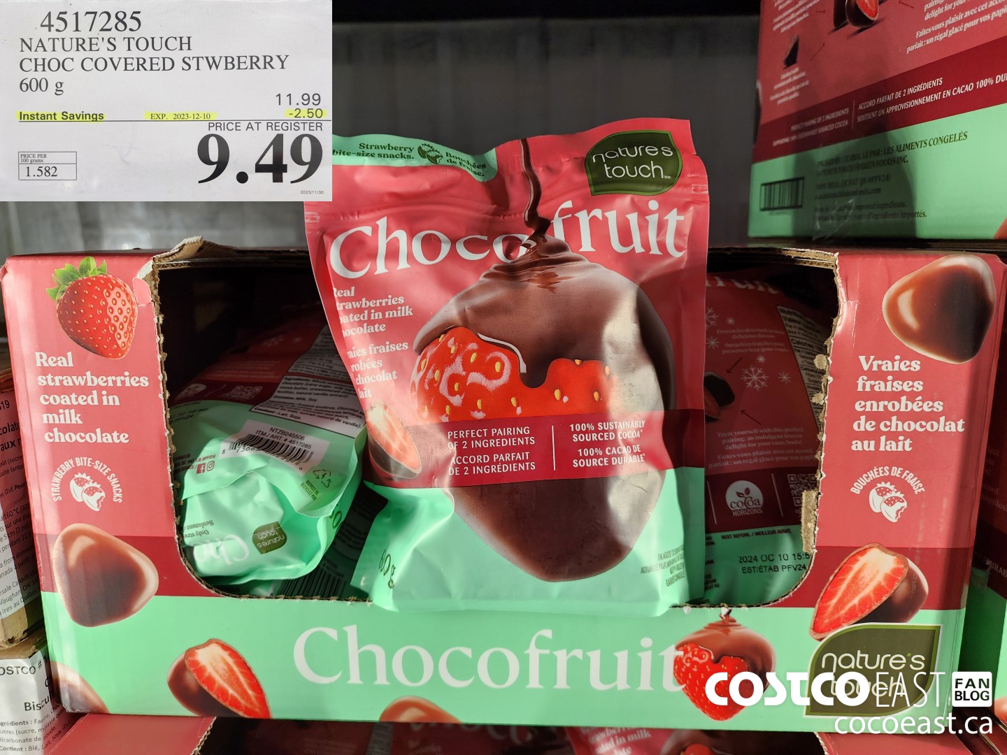 4517285 NATURE'S TOUCH CHOC COVERED STRAWBERRY 600 g ($2.50 INSTANT SAVINGS EXPIRES ON 2023-12-10) $9.49