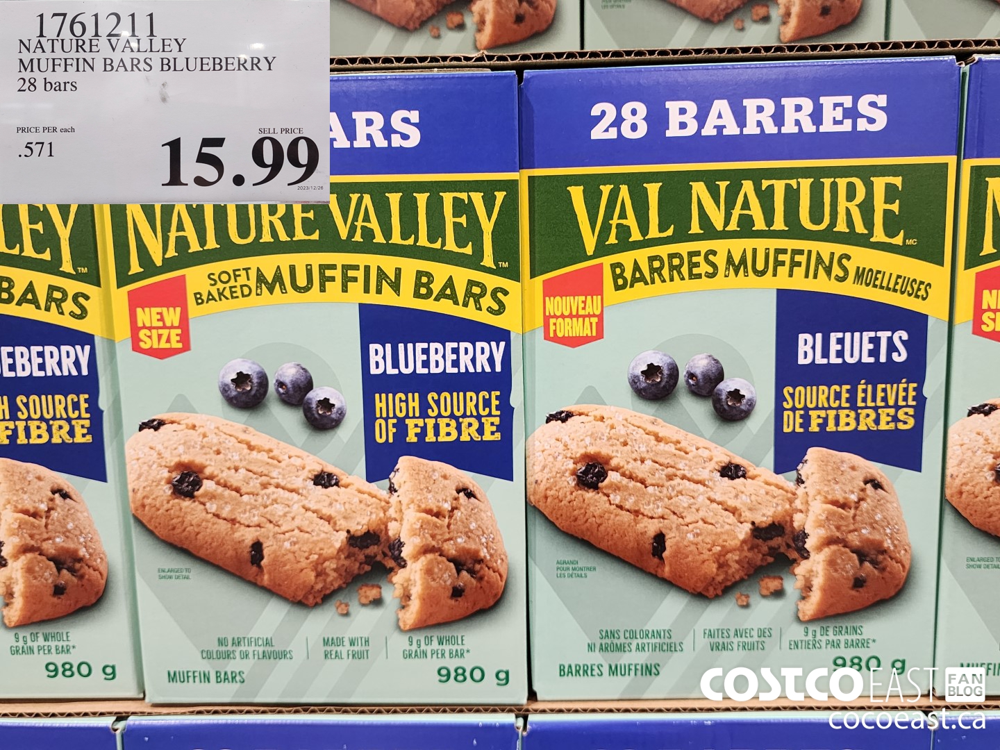 1761211 NATURE VALLEY MUFFIN BARS BLUEBERRY 28 bars $15.99