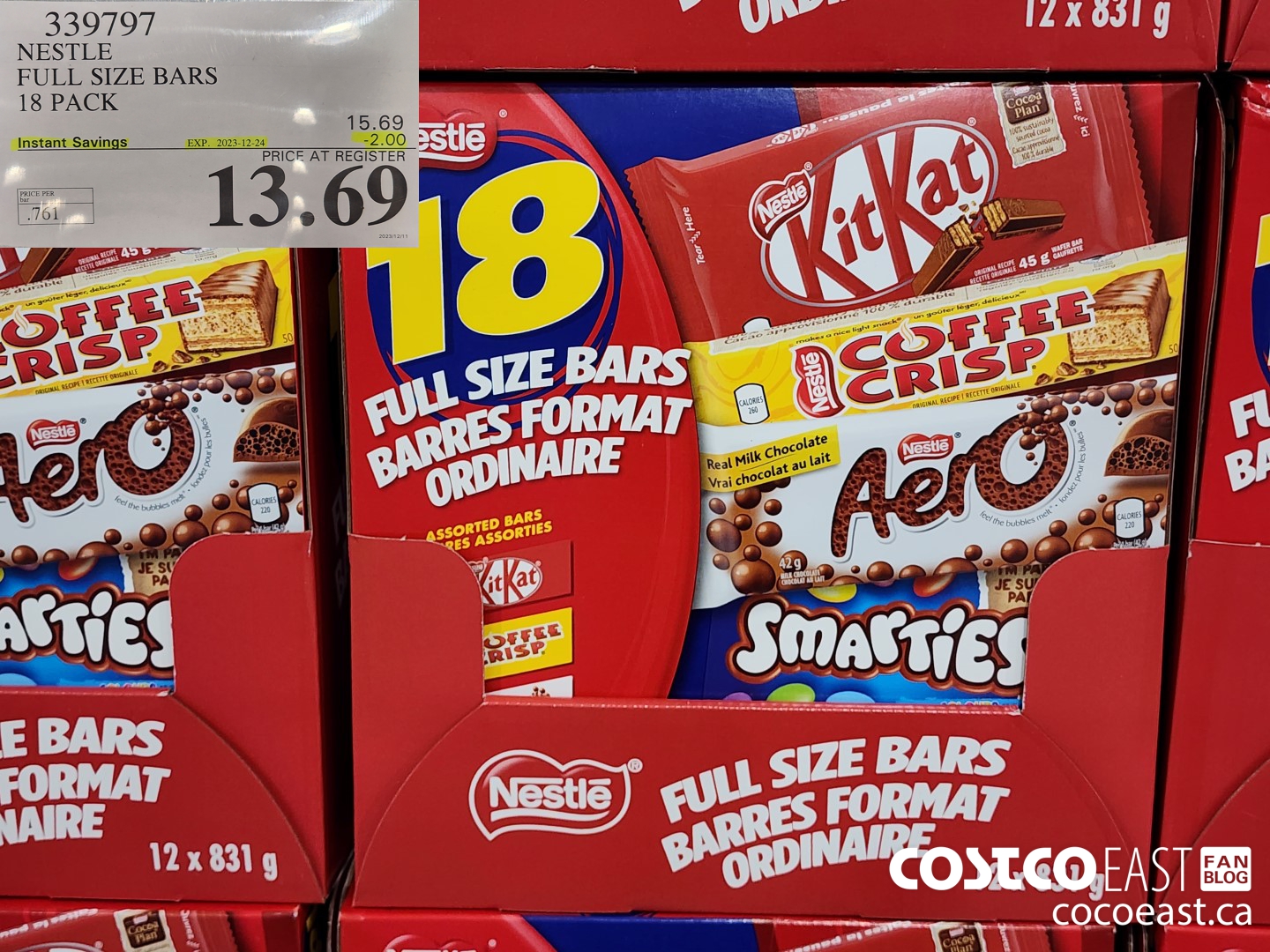 339797 NESTLE FULL SIZE BARS PACK OF 18 ($2.00 INSTANT SAVINGS EXPIRES ON 2023-12-24) $13.69