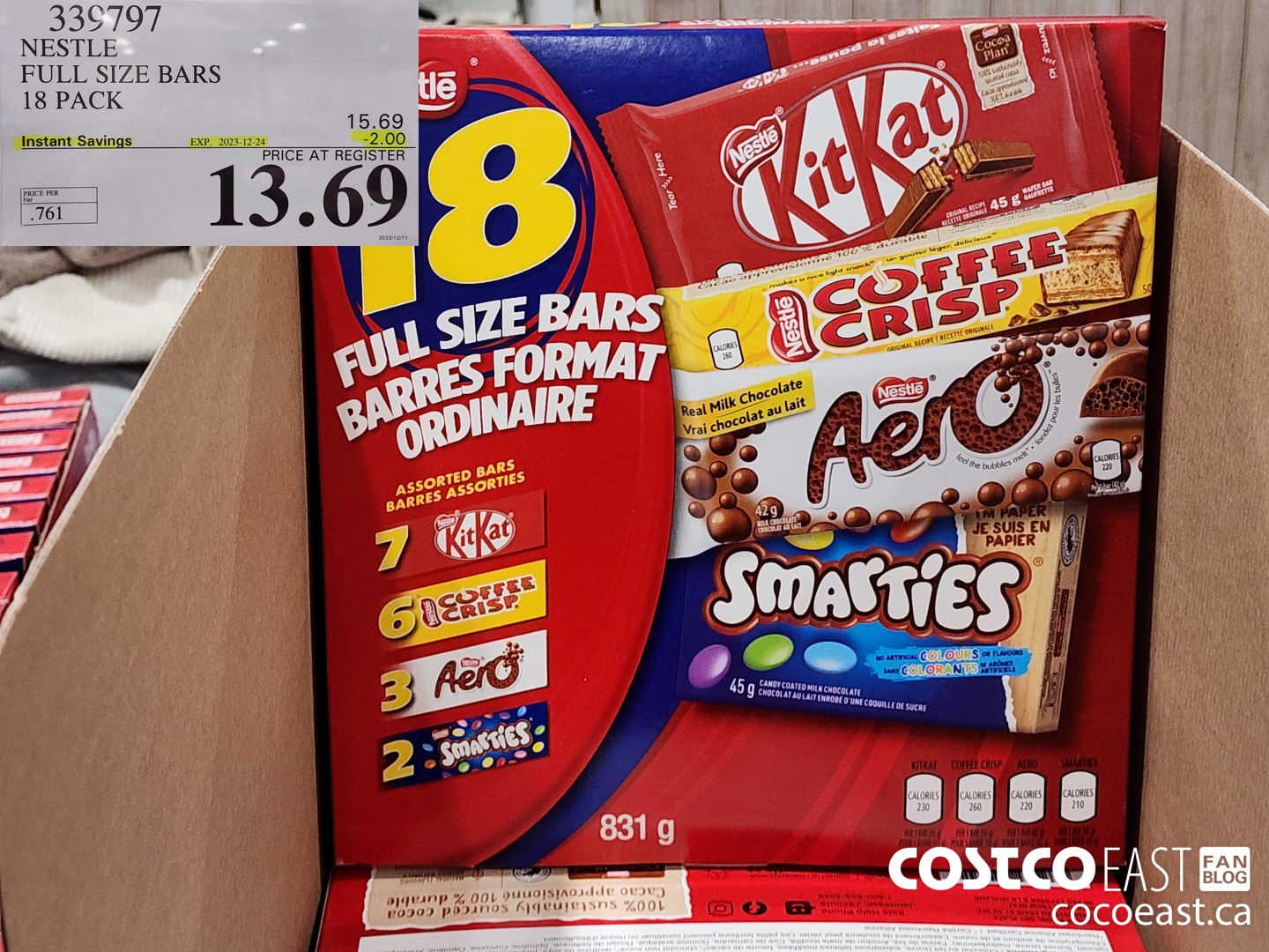 339797 NESTLE FULL SIZE BARS PACK OF 18 ($2.00 INSTANT SAVINGS EXPIRES ON 2023-12-24) $13.69