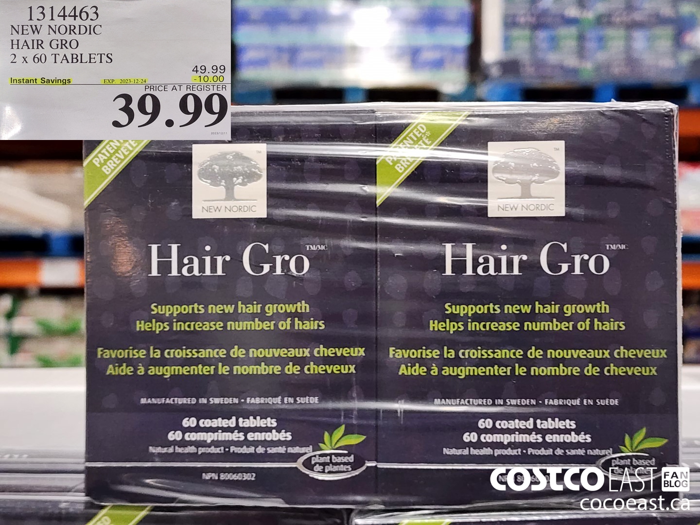 1314463 NEW NORDIC HAIR GRO 2 x 60 TABLETS ($10.00 INSTANT SAVINGS EXPIRES ON 2023-12-24) $39.99