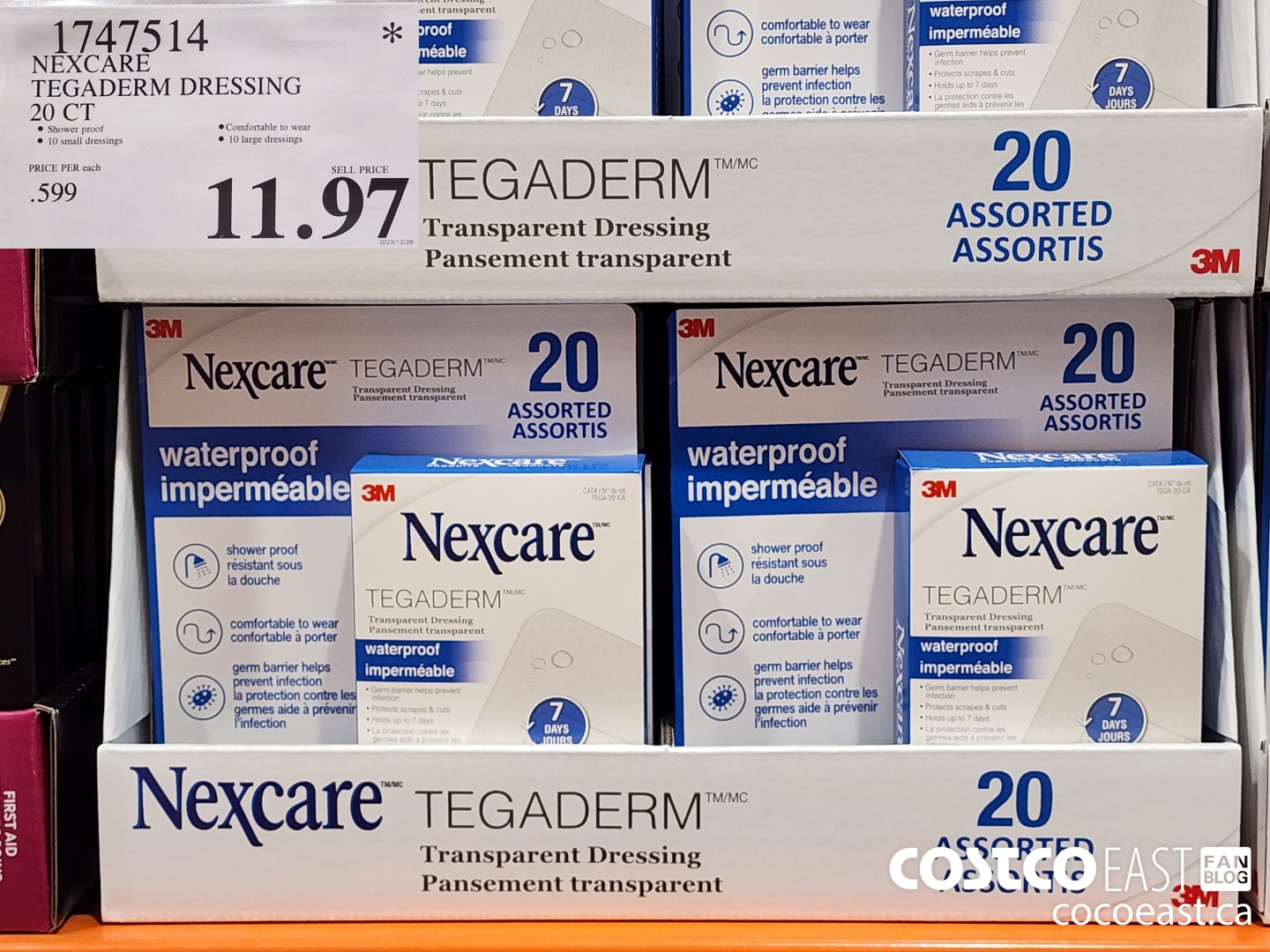 1747514 NEXCARE TEGADERM DRESSING 20 CT $11.97