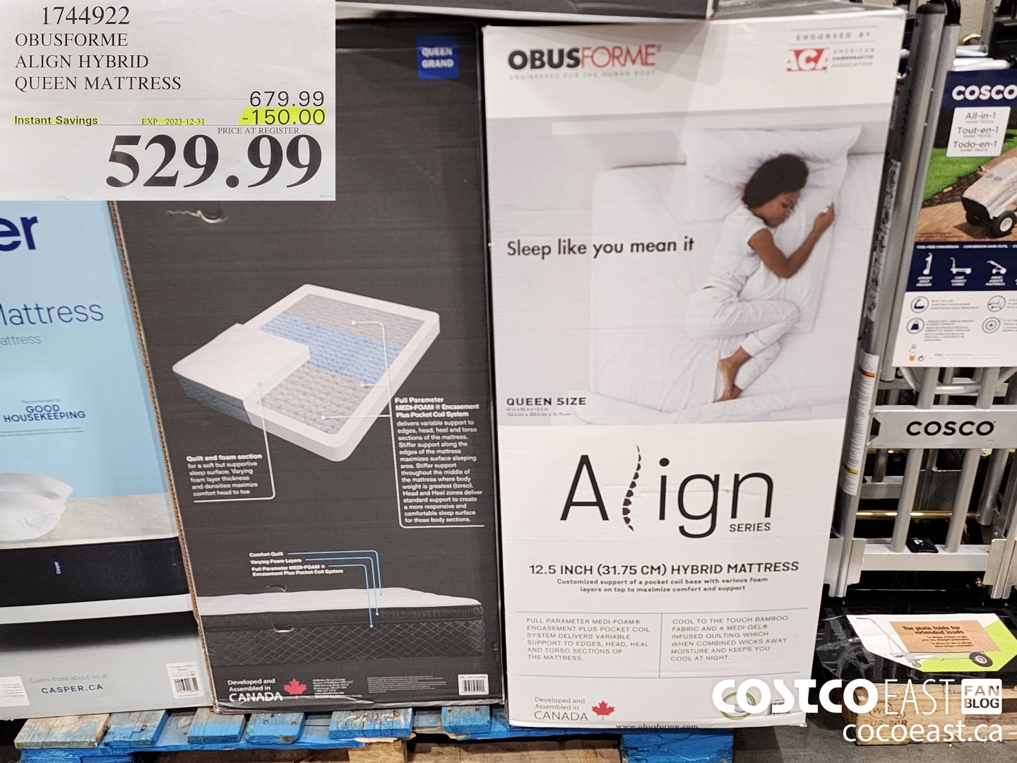 1744922 OBUSFORME ALIGN HYBRID QUEEN MATTRESS ($150.00 INSTANT SAVINGS EXPIRES ON 2023-12-31) $529.99