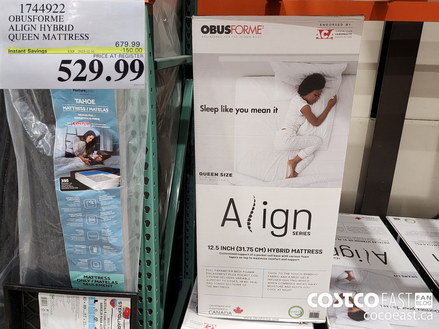 1744922 OBUSFORME ALIGN HYBRID QUEEN MATTRESS ($150.00 INSTANT SAVINGS EXPIRES ON 2023-12-31) $529.99