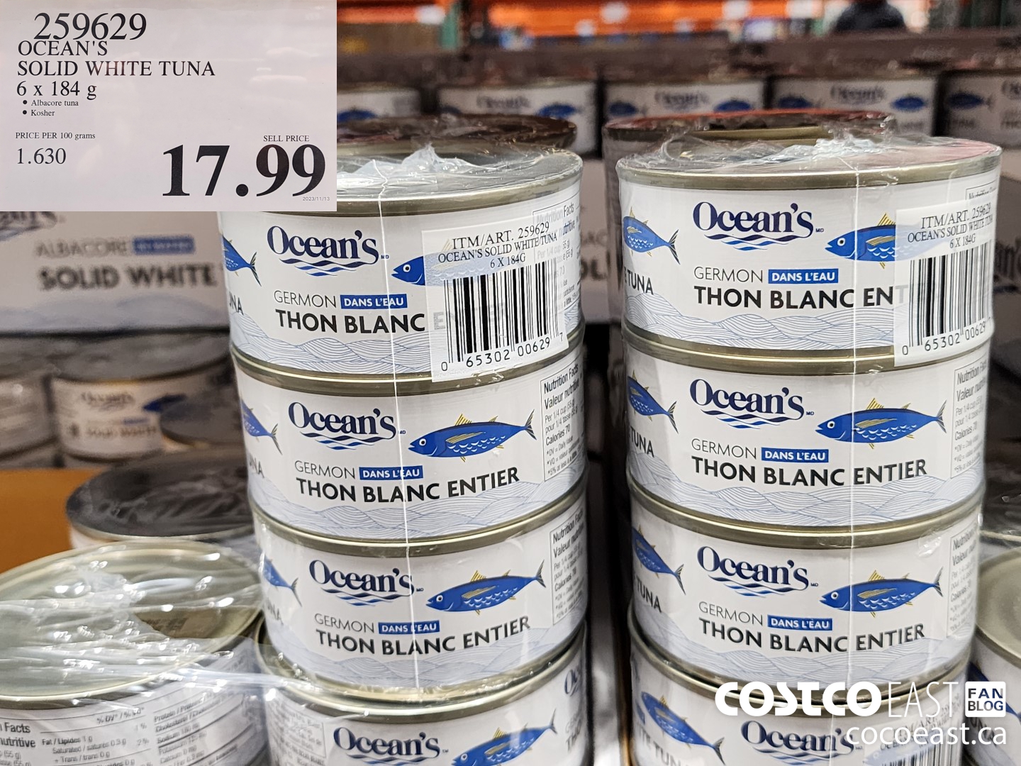 259629 OCEAN'S SOLID WHITE TUNA 6 x 184G $17.99