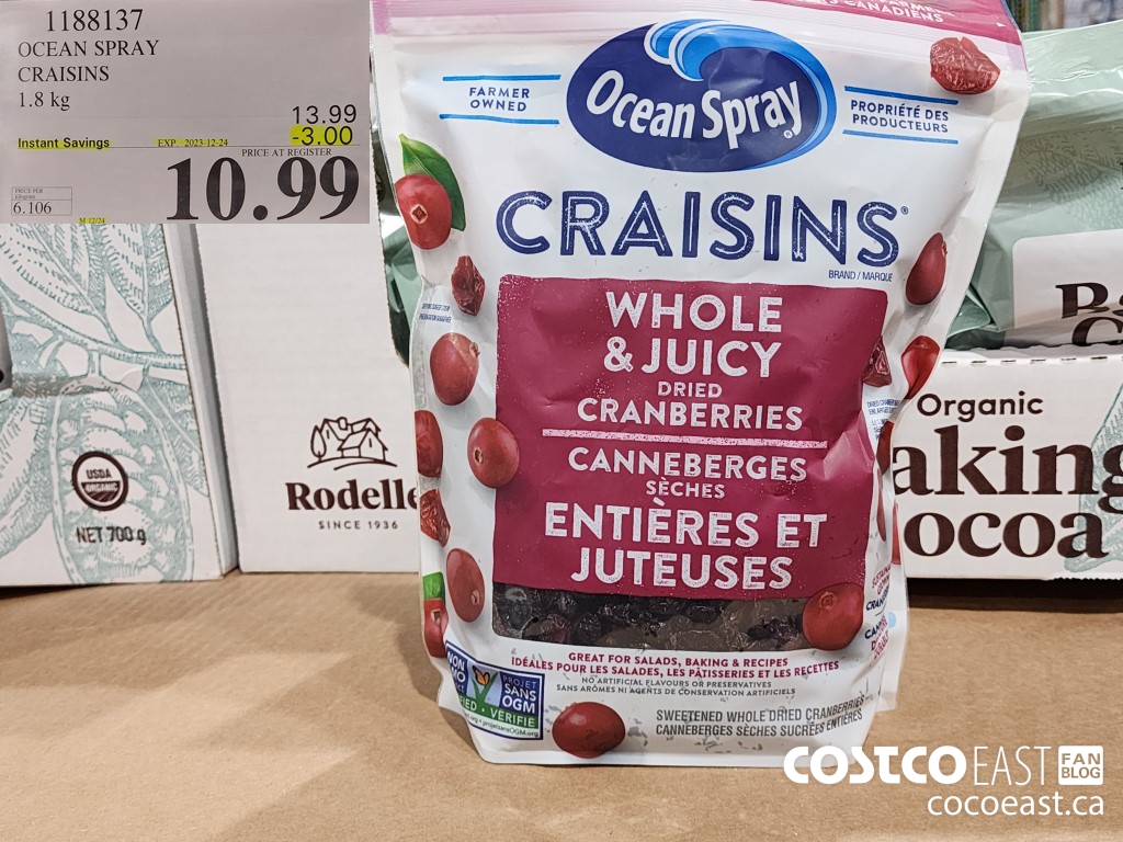 1188137 OCEAN SPRAY CRAISINS 1.8 KG ($3.00 INSTANT SAVINGS EXPIRES ON 2023-12-24) $10.99