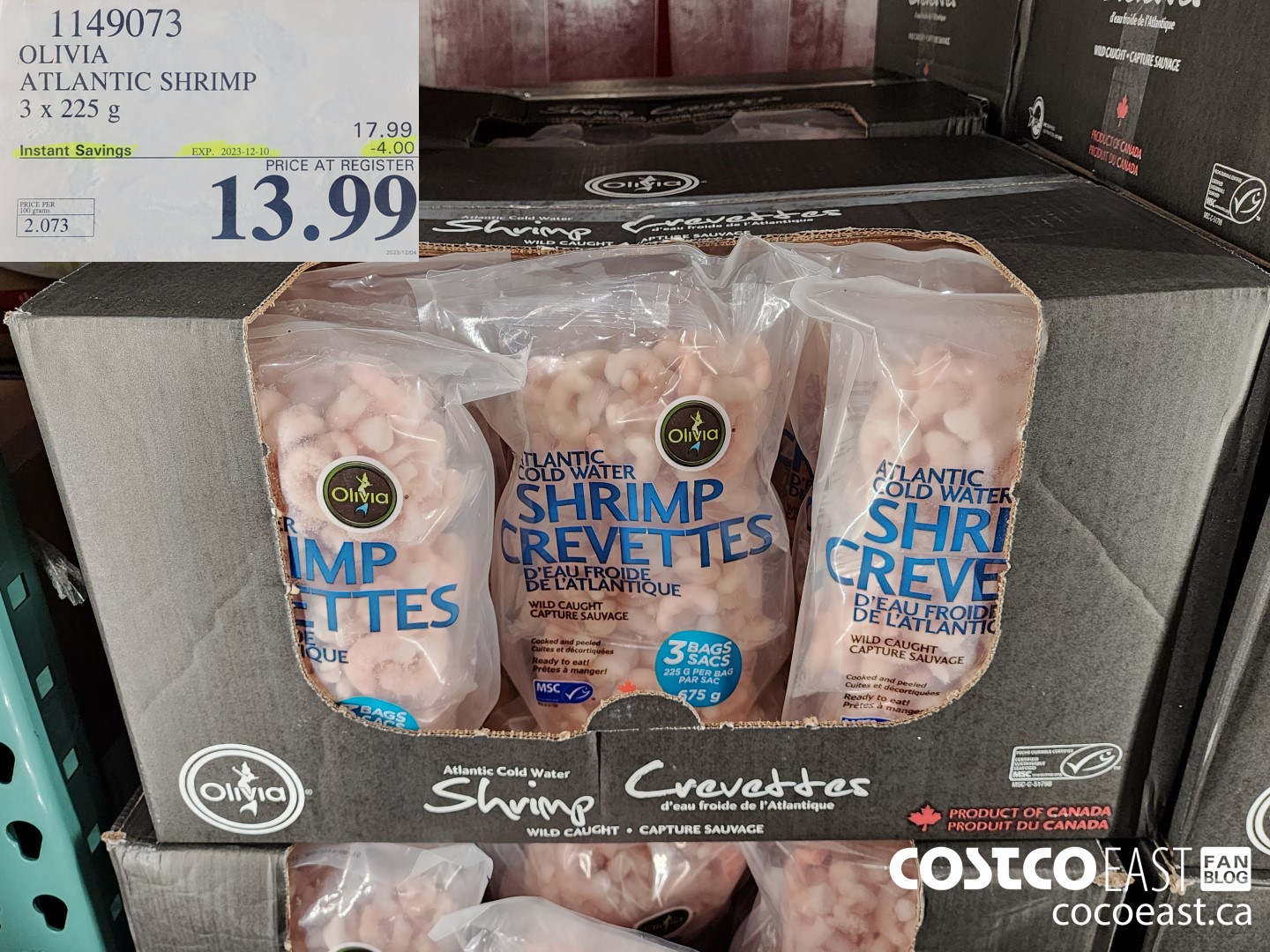 1149073 OLIVIA ATLANTIC SHRIMP 3 x 225 G ($4.00 INSTANT SAVINGS EXPIRES ON 2023-12-10) $13.99