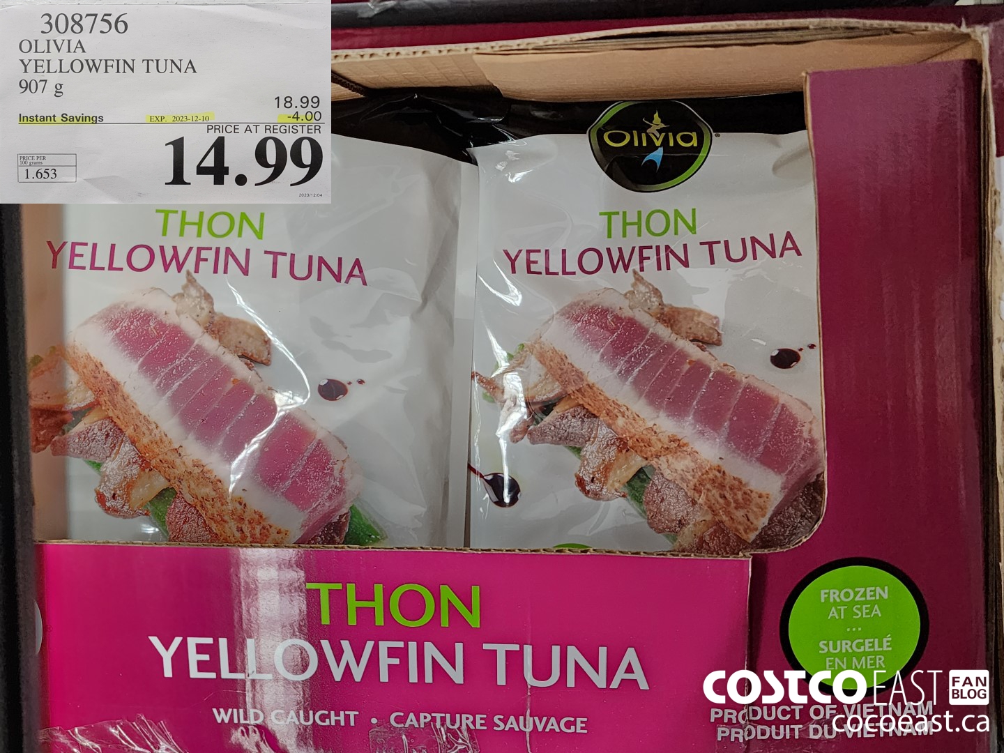 308756 OLIVIA YELLOWFIN TUNA 907 G ($4.00 INSTANT SAVINGS EXPIRES ON 2023-12-10) $14.99