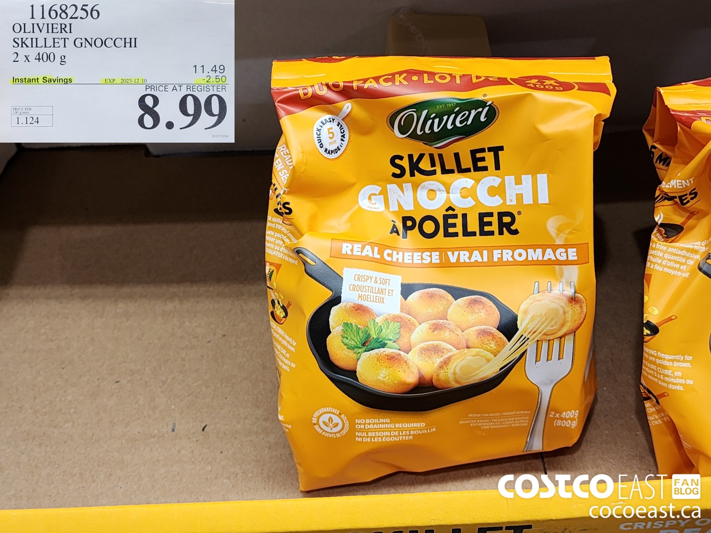 1168256 OLIVIERI SKILLET GNOCCHI 2 x 400 G ($2.50 INSTANT SAVINGS EXPIRES ON 2023-12-10) $8.99
