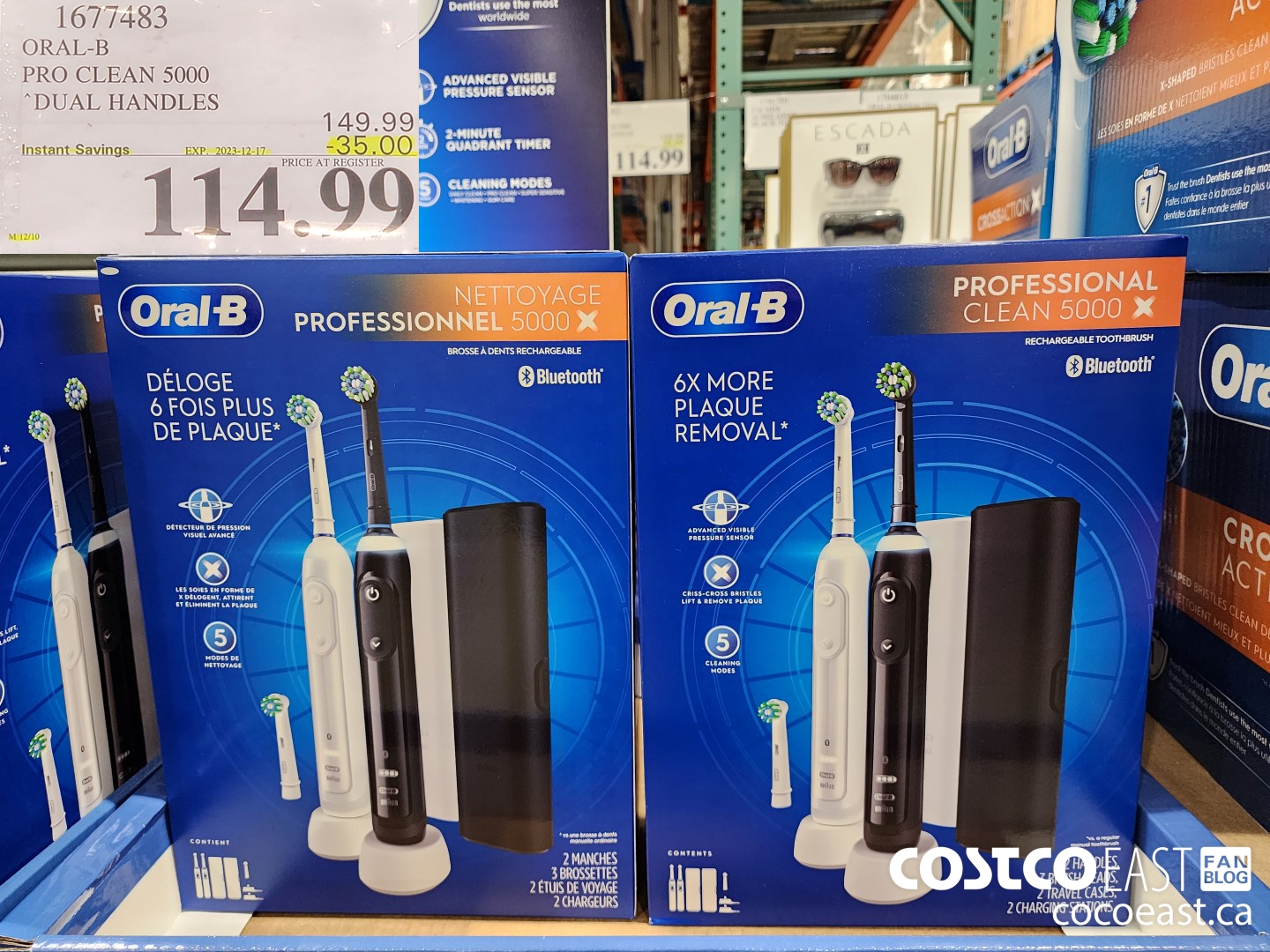 1677483 ORAL-B PRO CLEAN 5000 DUAL HANDLES ($35.00 INSTANT SAVINGS EXPIRES ON 2023-12-17) $114.99