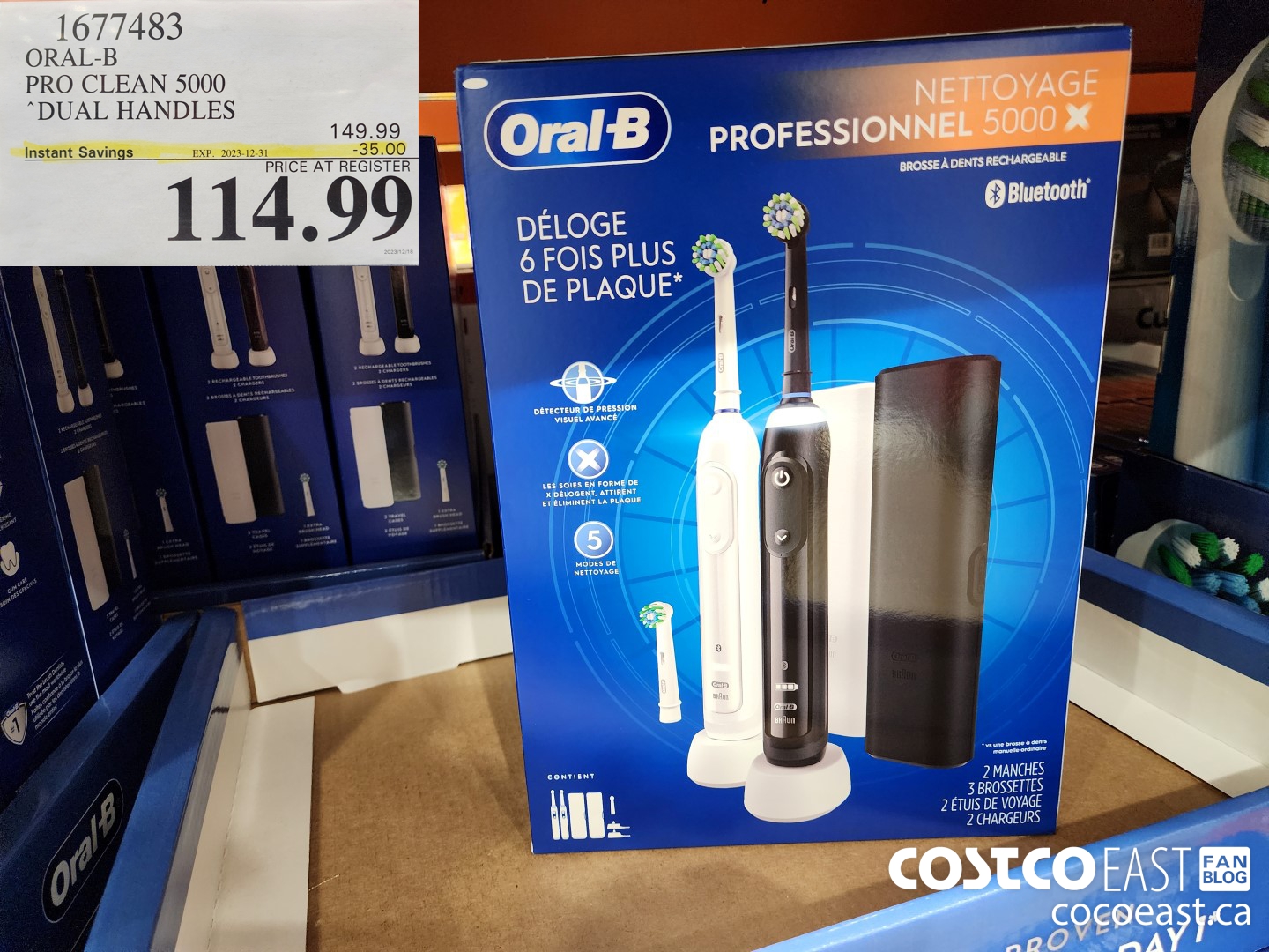 1677483 ORAL-B PRO CLEAN 5000 DUAL HANDLES ($35.00 INSTANT SAVINGS EXPIRES ON 2023-12-31) $114.99