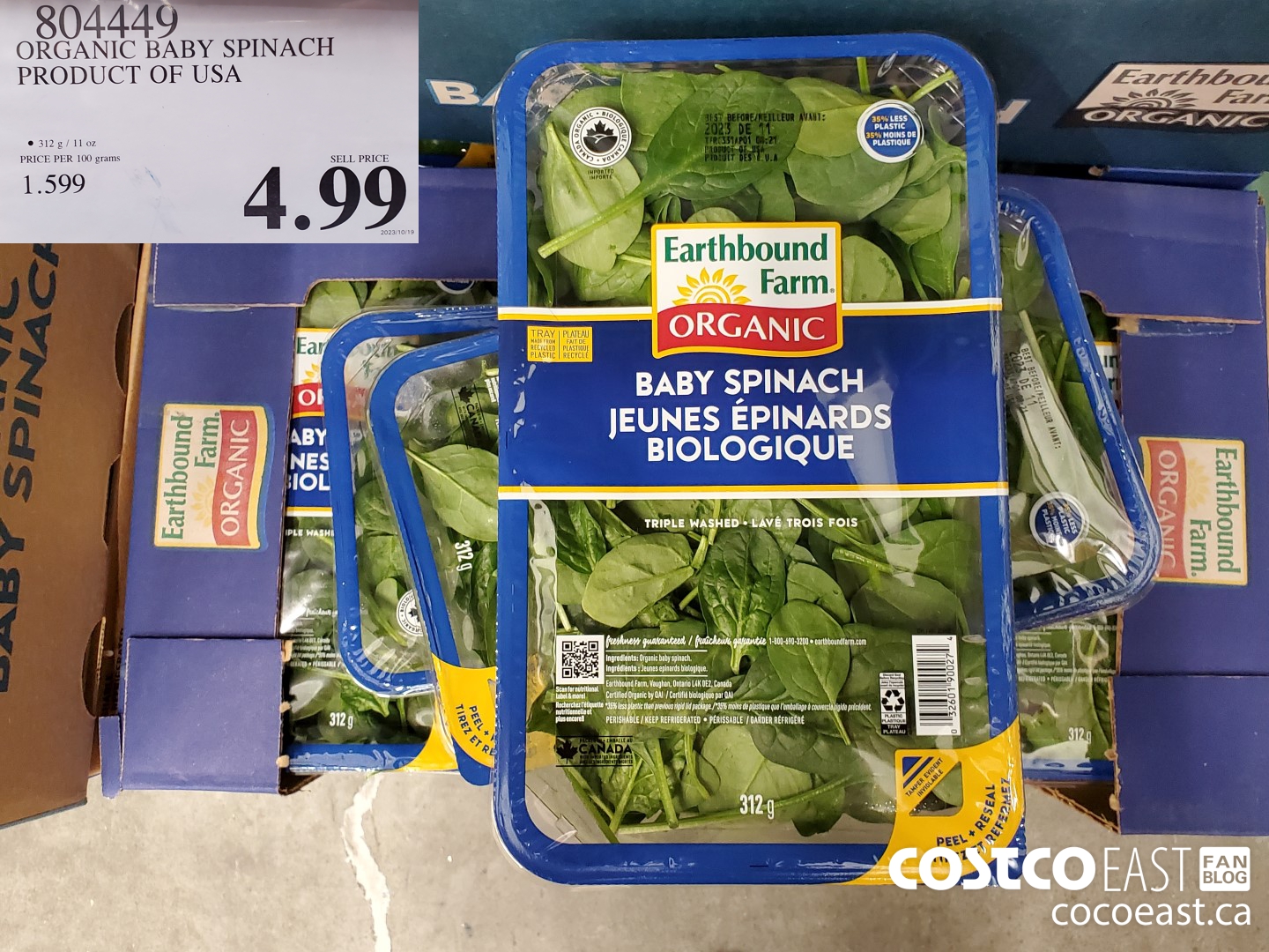 804449 ORGANIC BABY SPINACH PRODUCT OF USA $4.99