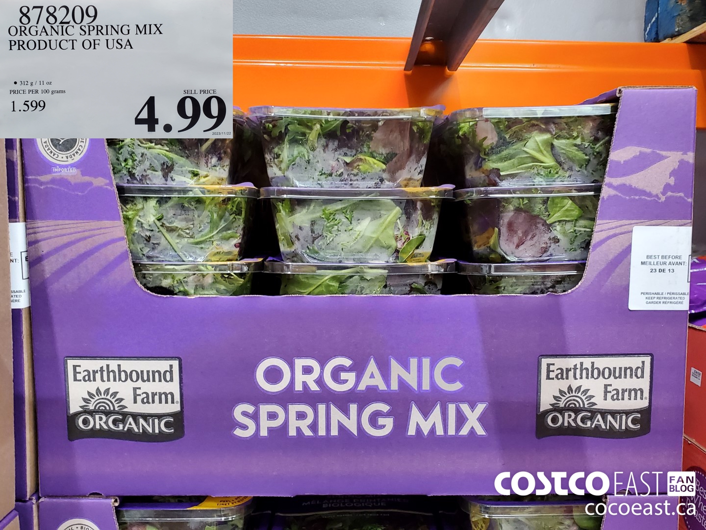 878209 ORGANIC SPRING MIX PRODUCT OF USA $4.99