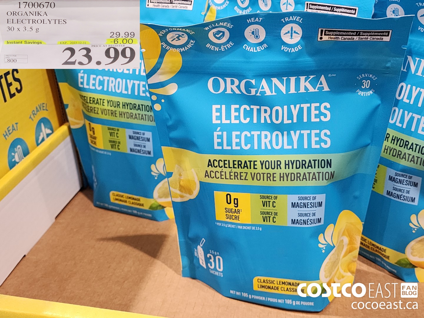 1700670 ORGANIKA ELECTROLYTES 30 X 3.5 G ($6.00 INSTANT SAVINGS EXPIRES ON 2023-12-31) $23.99
