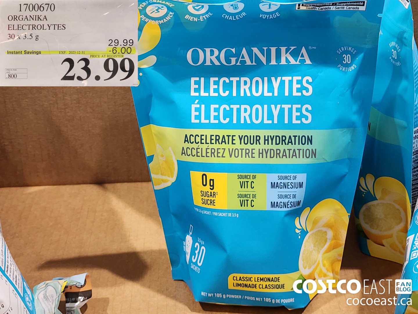 1700670 ORGANIKA ELECTROLYTES 30 X 3.5 G ($6.00 INSTANT SAVINGS EXPIRES ON 2023-12-31) $23.99