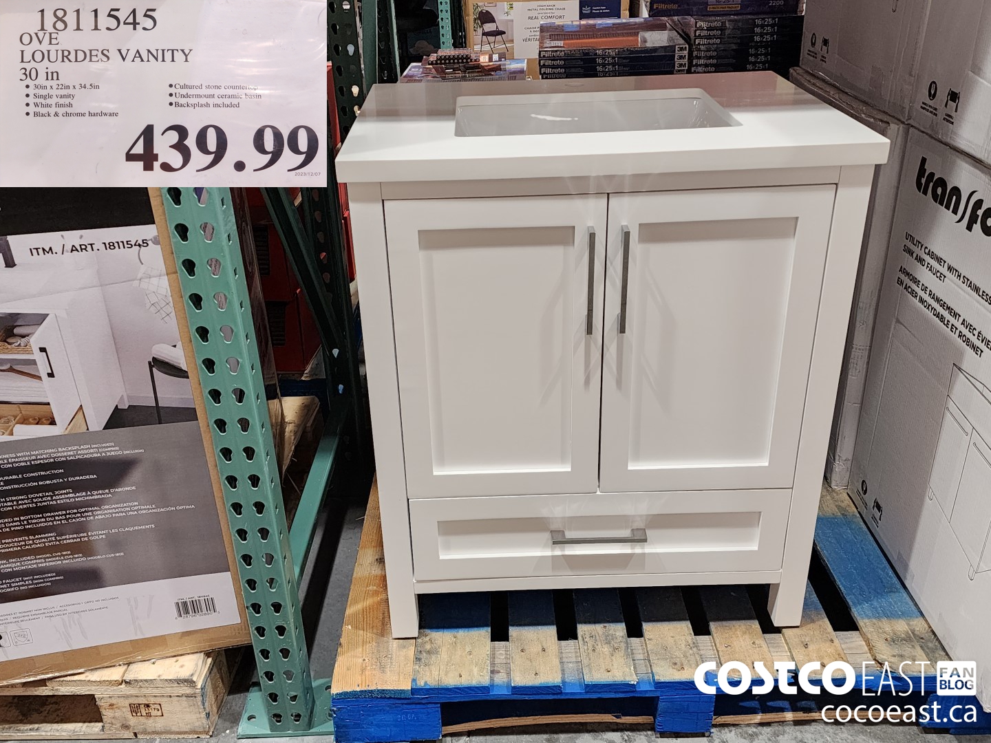 1811545 OVE LOURDES VANITY 30 IN $439.99