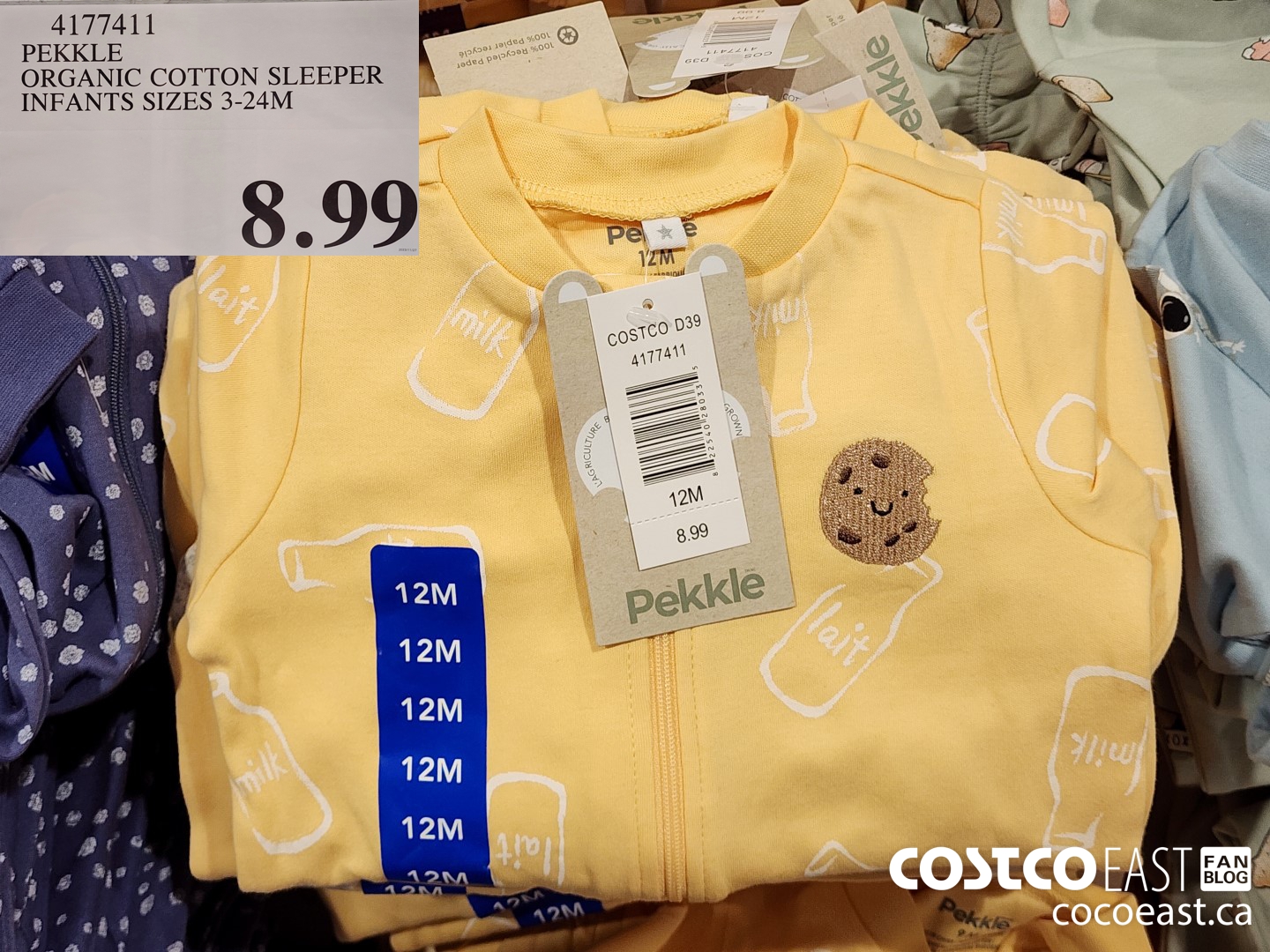 4177411 PEKKLE ORGANIC COTTON SLEEPER INFANTS SIZES 3-24M $8.99