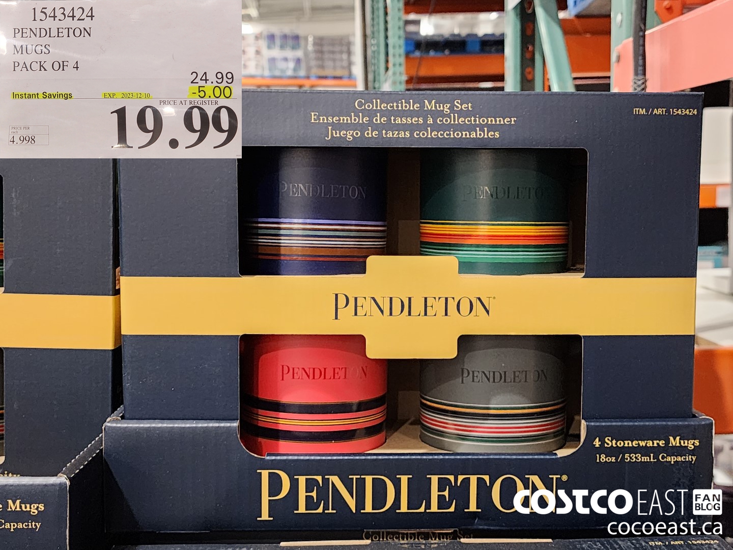 1543424 PENDLETON MUGS PACK OF 4 ($5.00 INSTANT SAVINGS EXPIRES ON 2023-12-10) $19.99