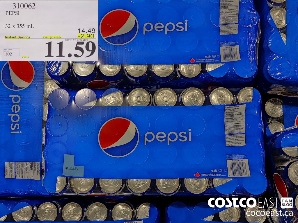 310062 PEPSI 32 X 355 ML ($2.90 INSTANT SAVINGS EXPIRES ON 2023-12-26) $11.59
