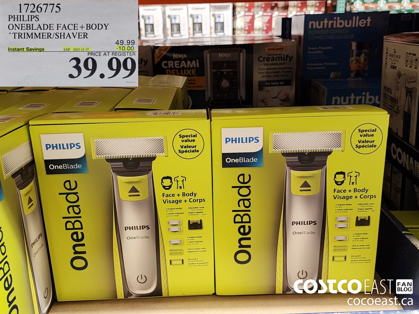 1726775 PHILIPS ONEBLADE FACE+BODY TRIMMER/SHAVER ($10.00 INSTANT SAVINGS EXPIRES ON 2023-12-17) $39.99