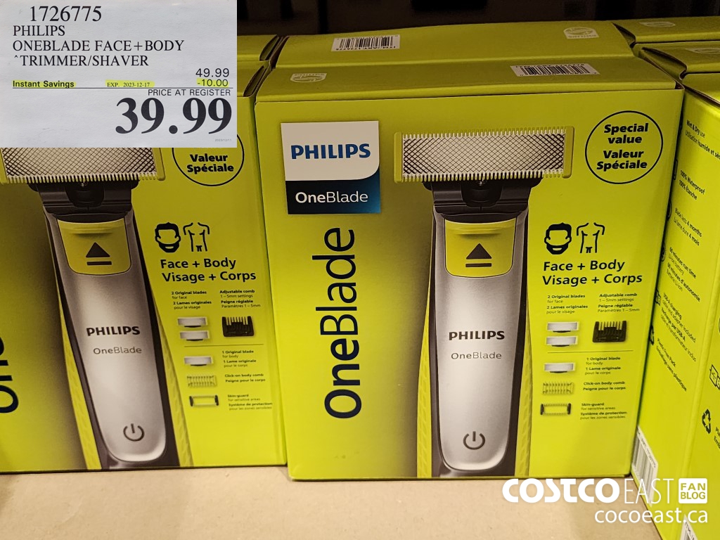 1726775 PHILIPS ONEBLADE FACE+BODY TRIMMER/SHAVER ($10.00 INSTANT SAVINGS EXPIRES ON 2023-12-17) $39.99