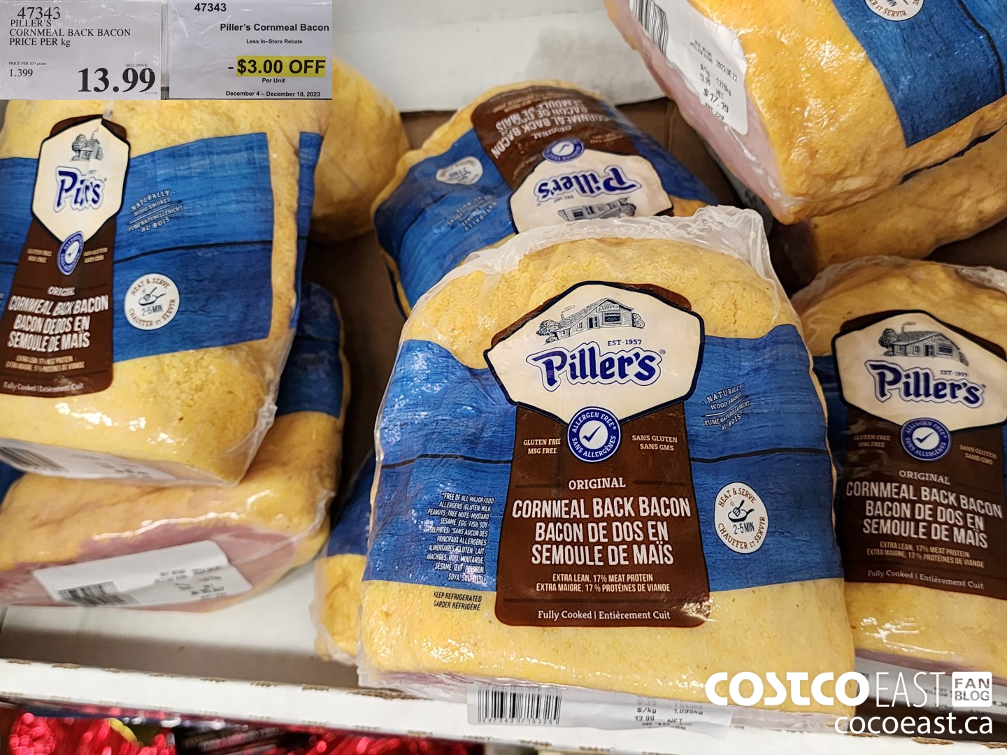 47345 PILLER'S CORNMEAL BACK BACON PRICE PER kg ($3.00 INSTANT SAVINGS)