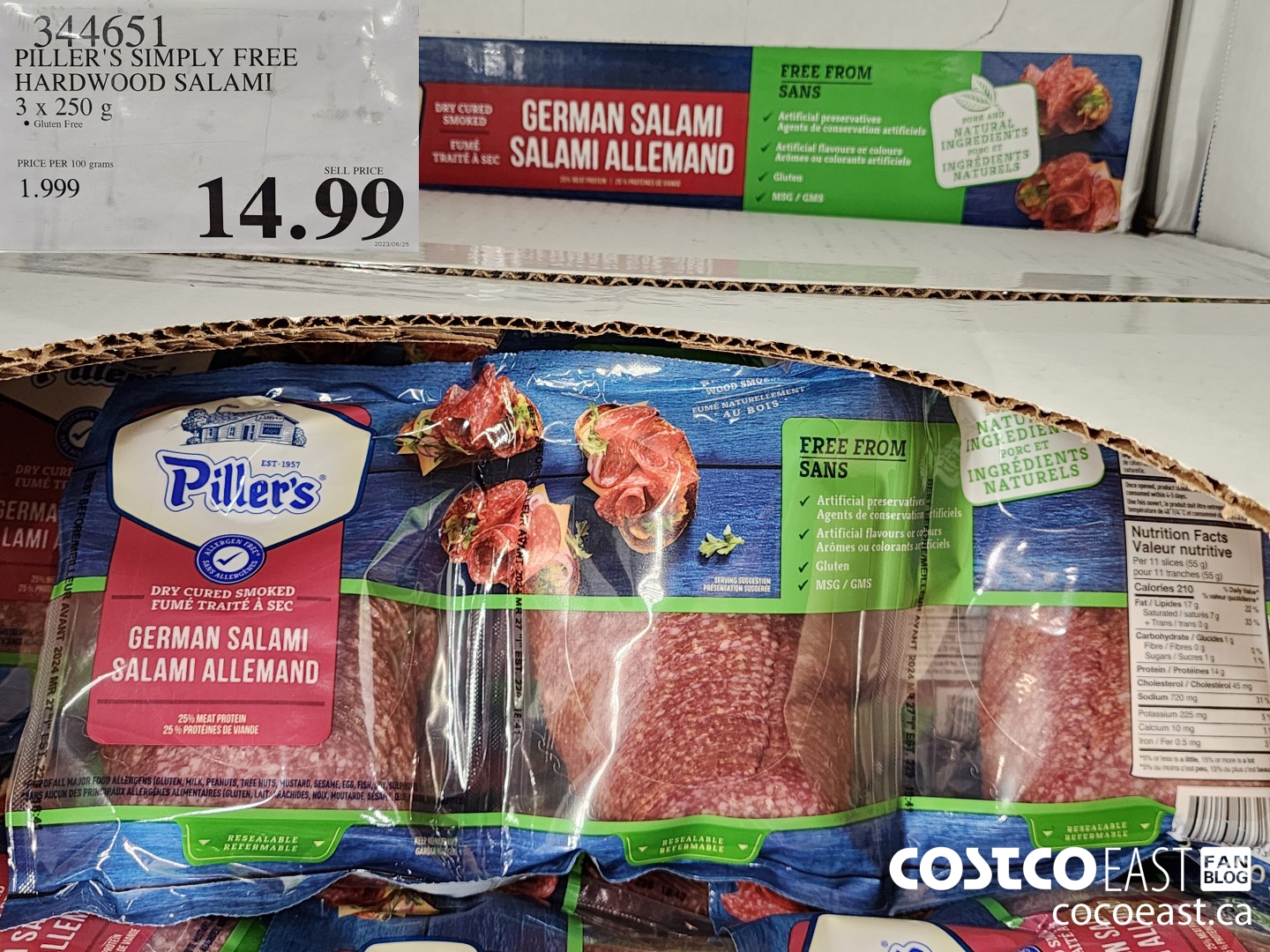 344651 PILLER'S SIMPLY FREE HARDWOOD SALAMI 3 X 250 G $14.99