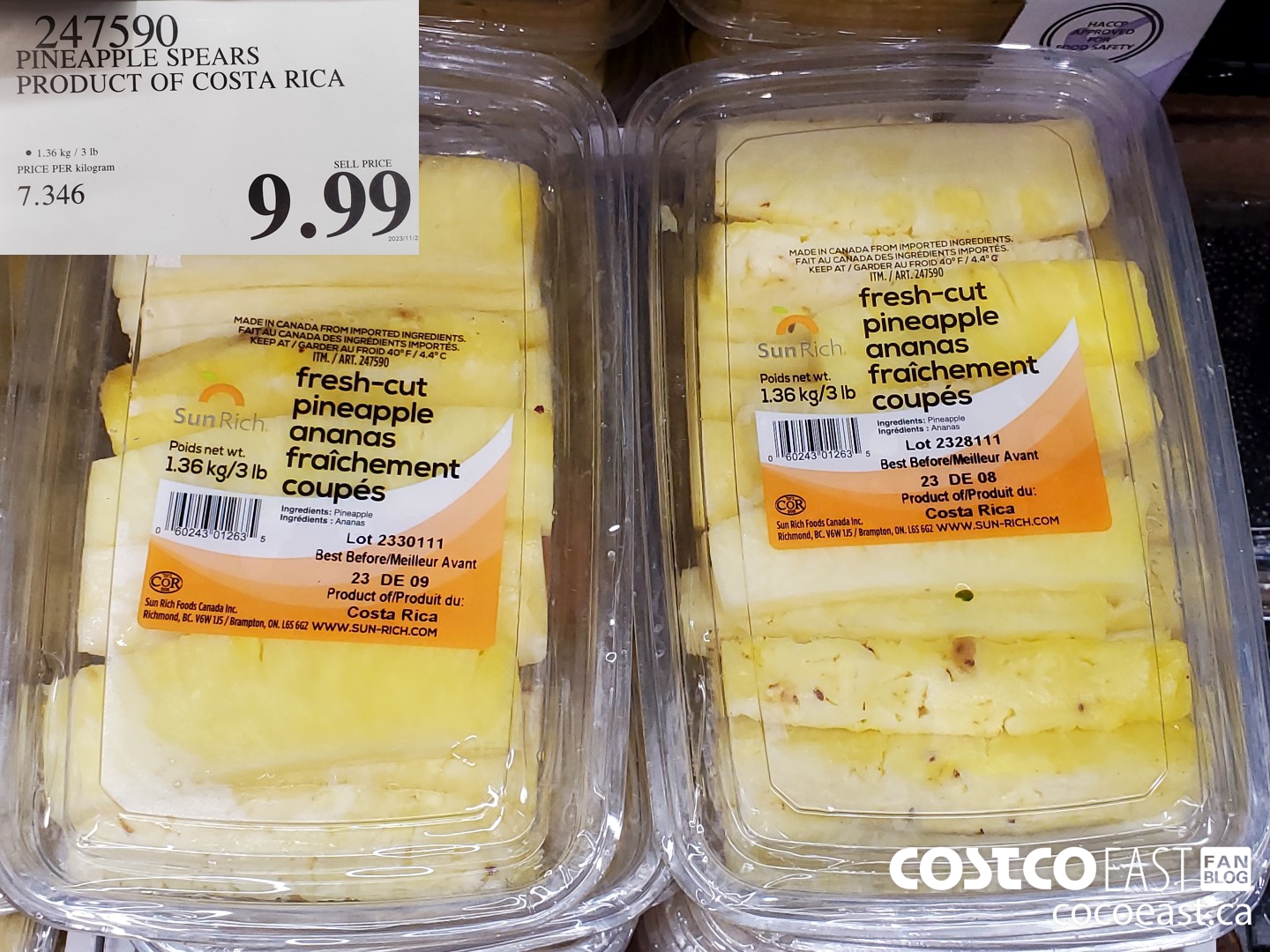 247590 PINEAPPLE SPEARS PRODUCT OF COSTA RICA $9.99