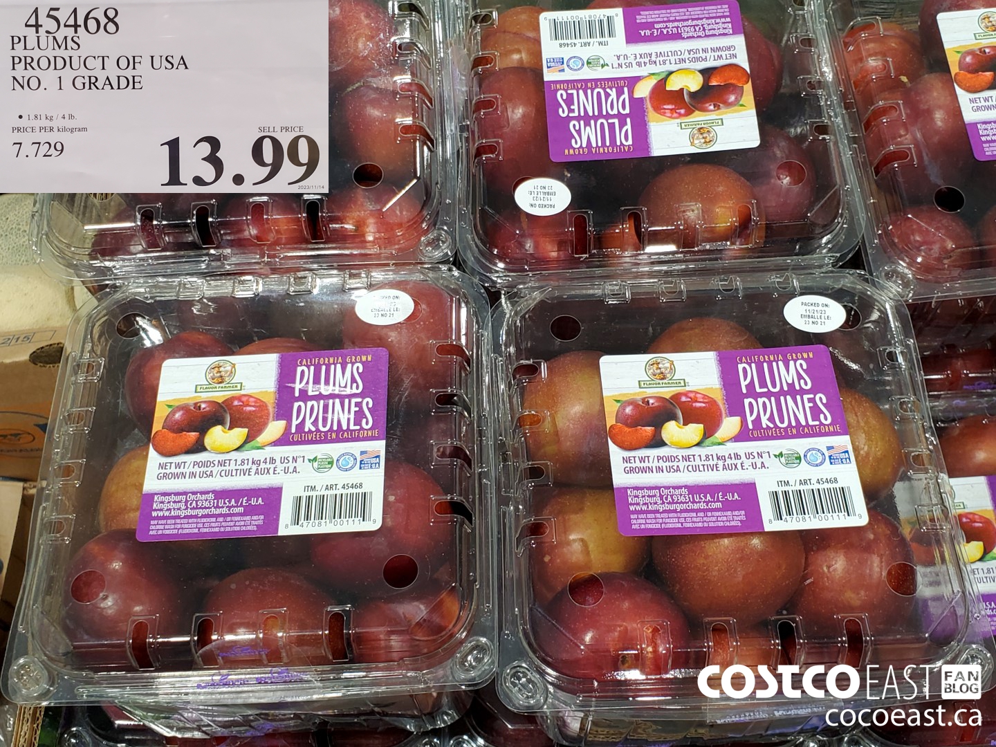 45468 PLUMS PRODUCT OF USA NO.1 GRADE $13.99