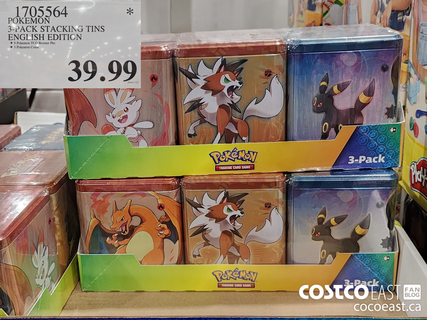 1705564 POKEMON 3-PACK STACKING TINS ENGLISH EDITION $39.99