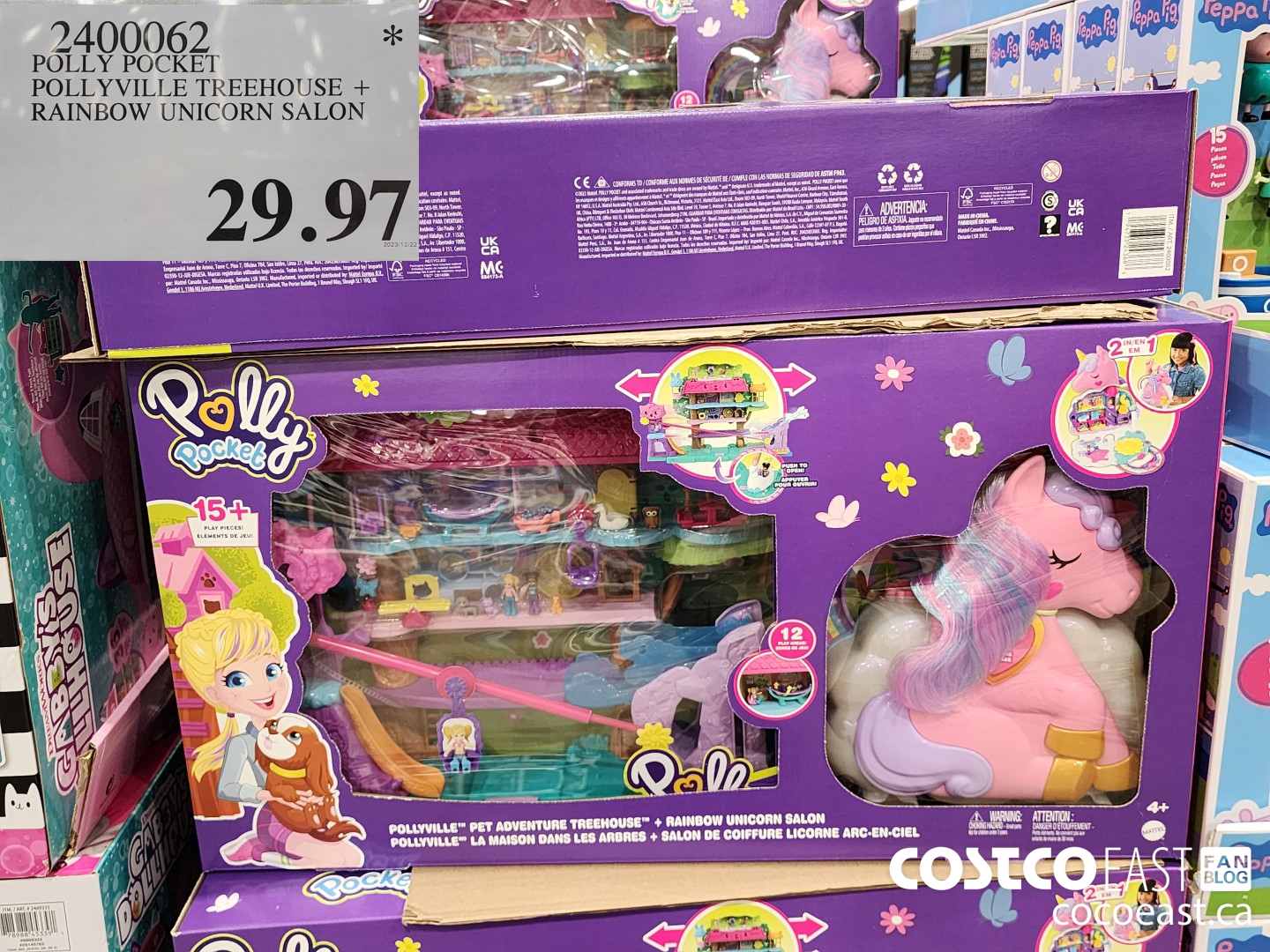 2400062 POLLY POCKET POLLYVILLE TREEHOUSE + RAINBOW UNICORN SALON $29.97
