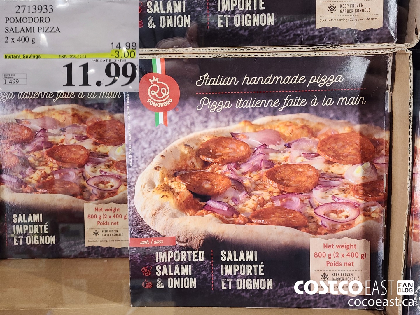 2713933 POMODORO SALAMI PIZZA 2 x 400 G ($3.00 INSTANT SAVINGS EXPIRES ON 2023-12-31) $11.99