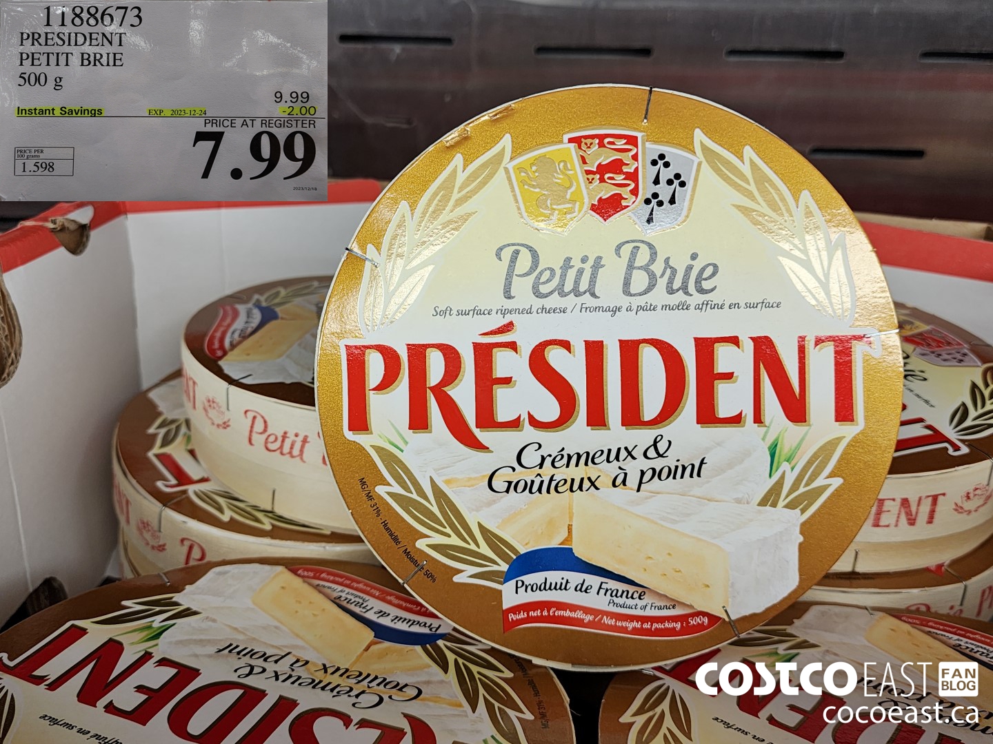 1188673 PRESIDENT PETIT BRIE 500 g ($2.00 INSTANT SAVINGS EXPIRES ON 2023-12-24) $7.99