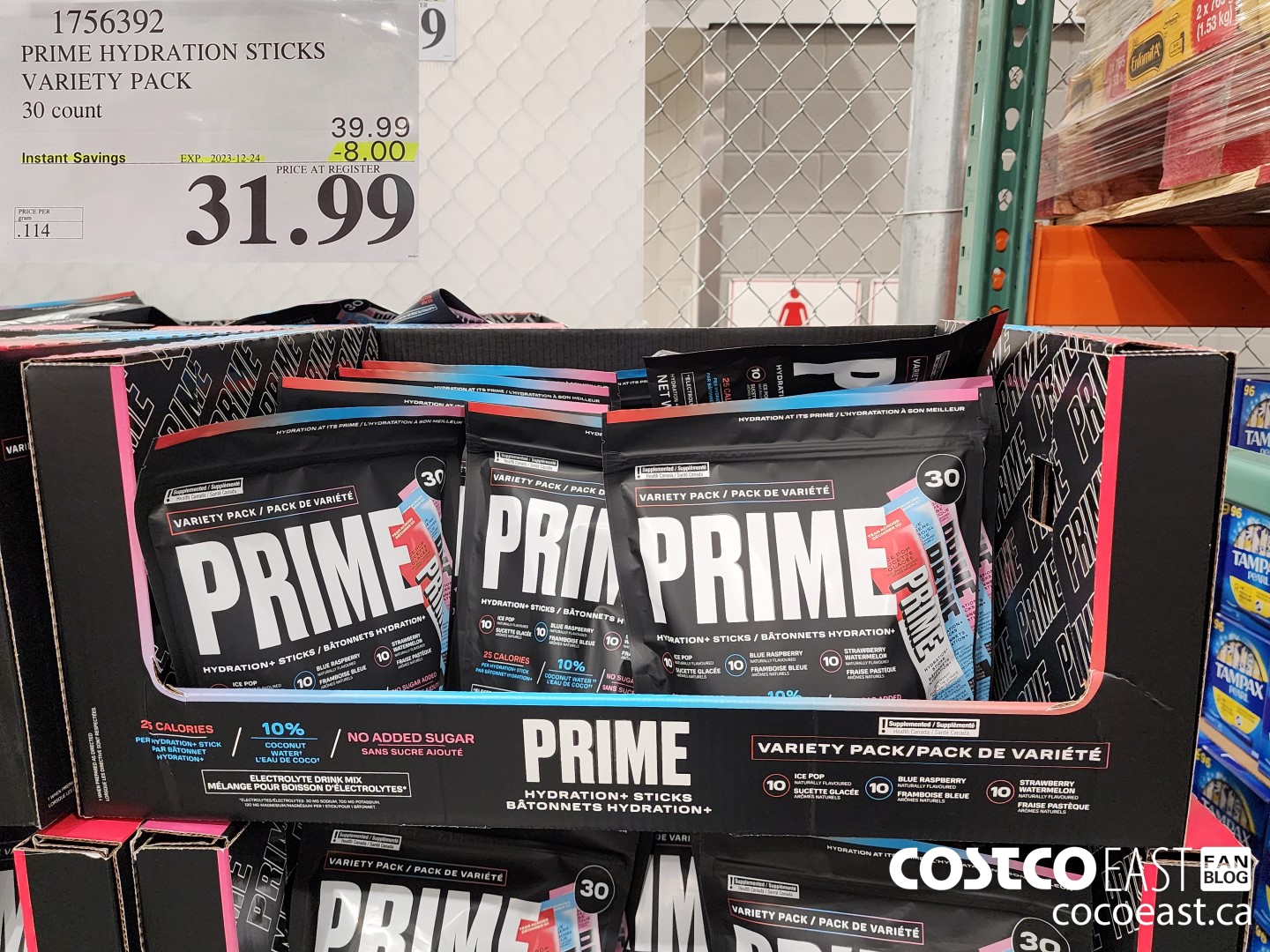 1756392 PRIME HYDRATION STICKS VARIETY PACK 30 count ($8.00 INSTANT SAVINGS EXPIRES ON 2023-12-24) $31.99