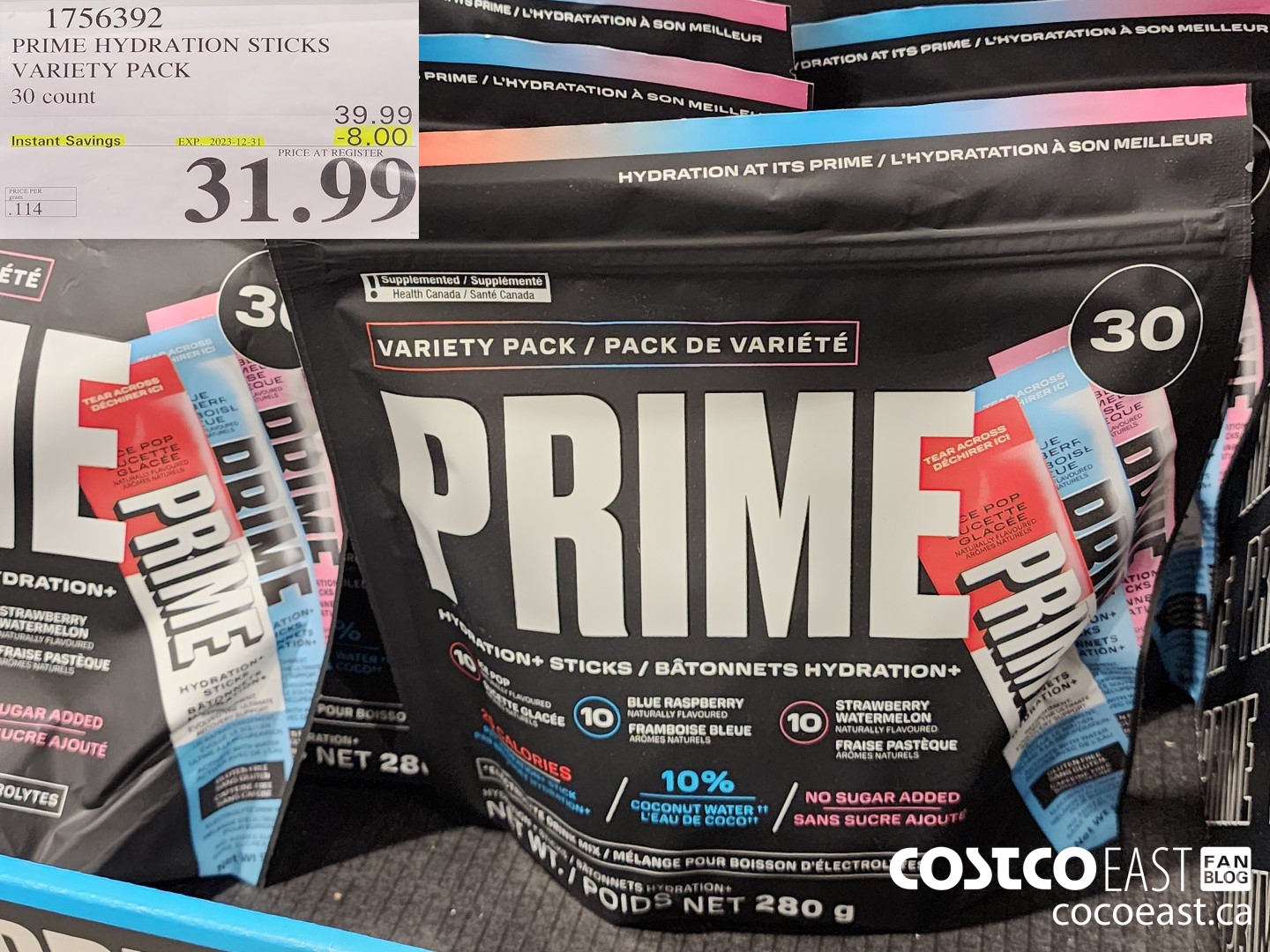 1756392 PRIME HYDRATION STICKS VARIETY PACK 30 count ($8.00 INSTANT SAVINGS EXPIRES ON 2023-12-31) $31.99