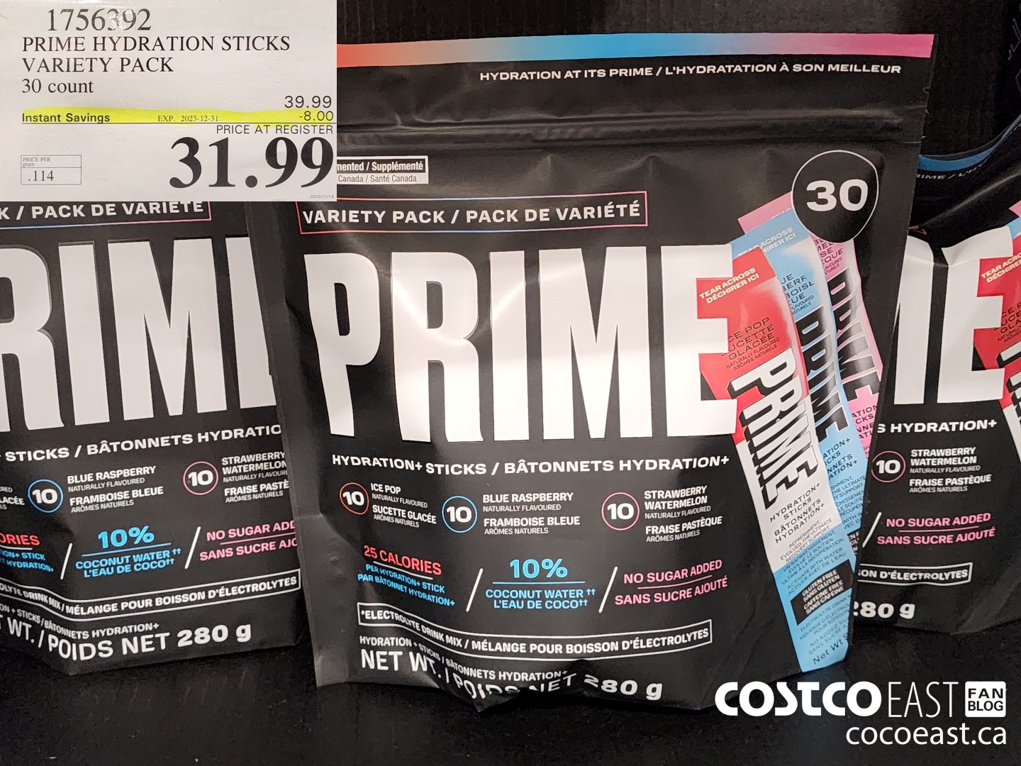 1756392 PRIME HYDRATION STICKS VARIETY PACK 30 count ($8.00 INSTANT SAVINGS EXPIRES ON 2023-12-31) $31.99