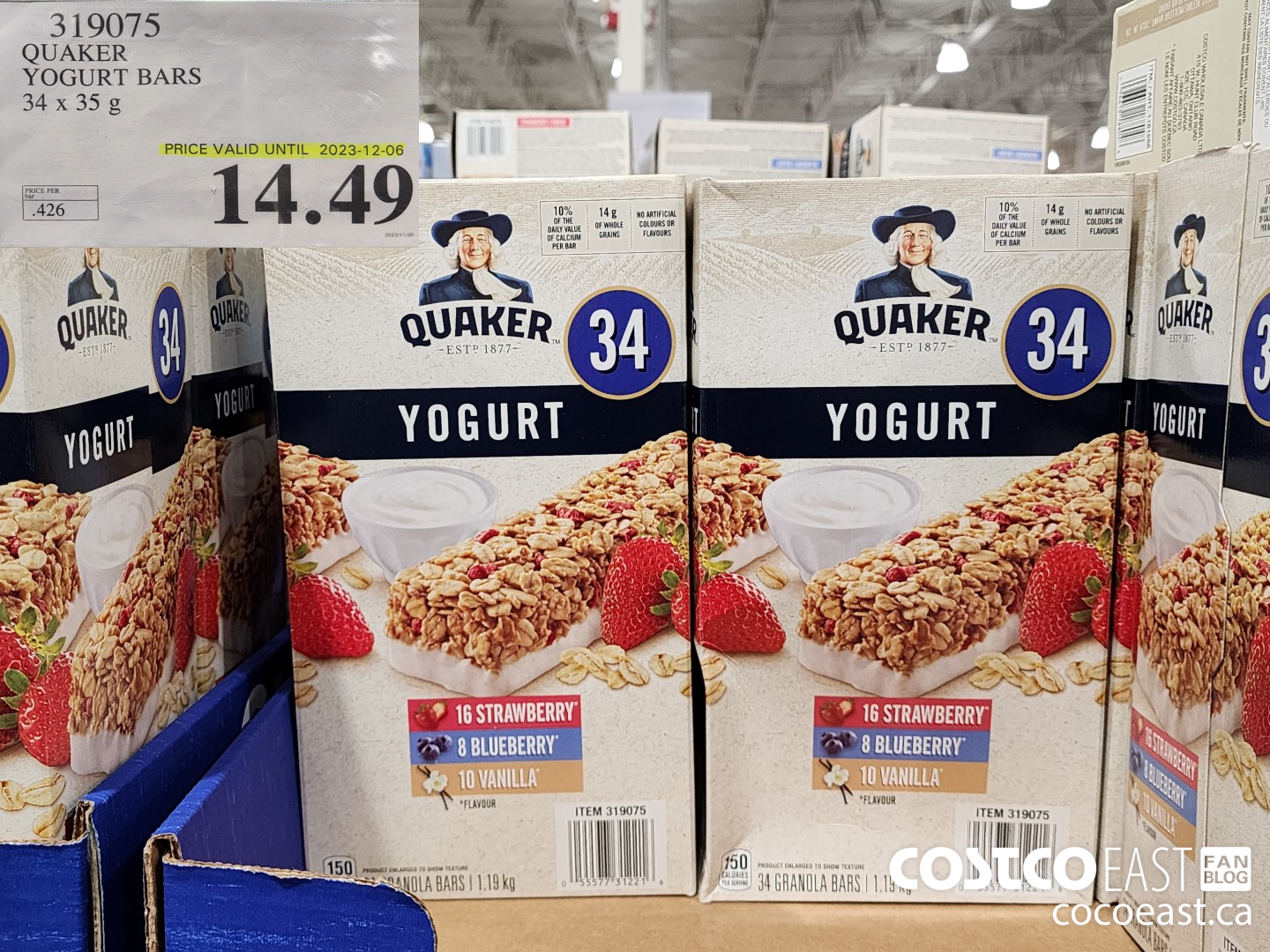 319075 QUAKER YOGURT BARS 34 x 35G $14.49