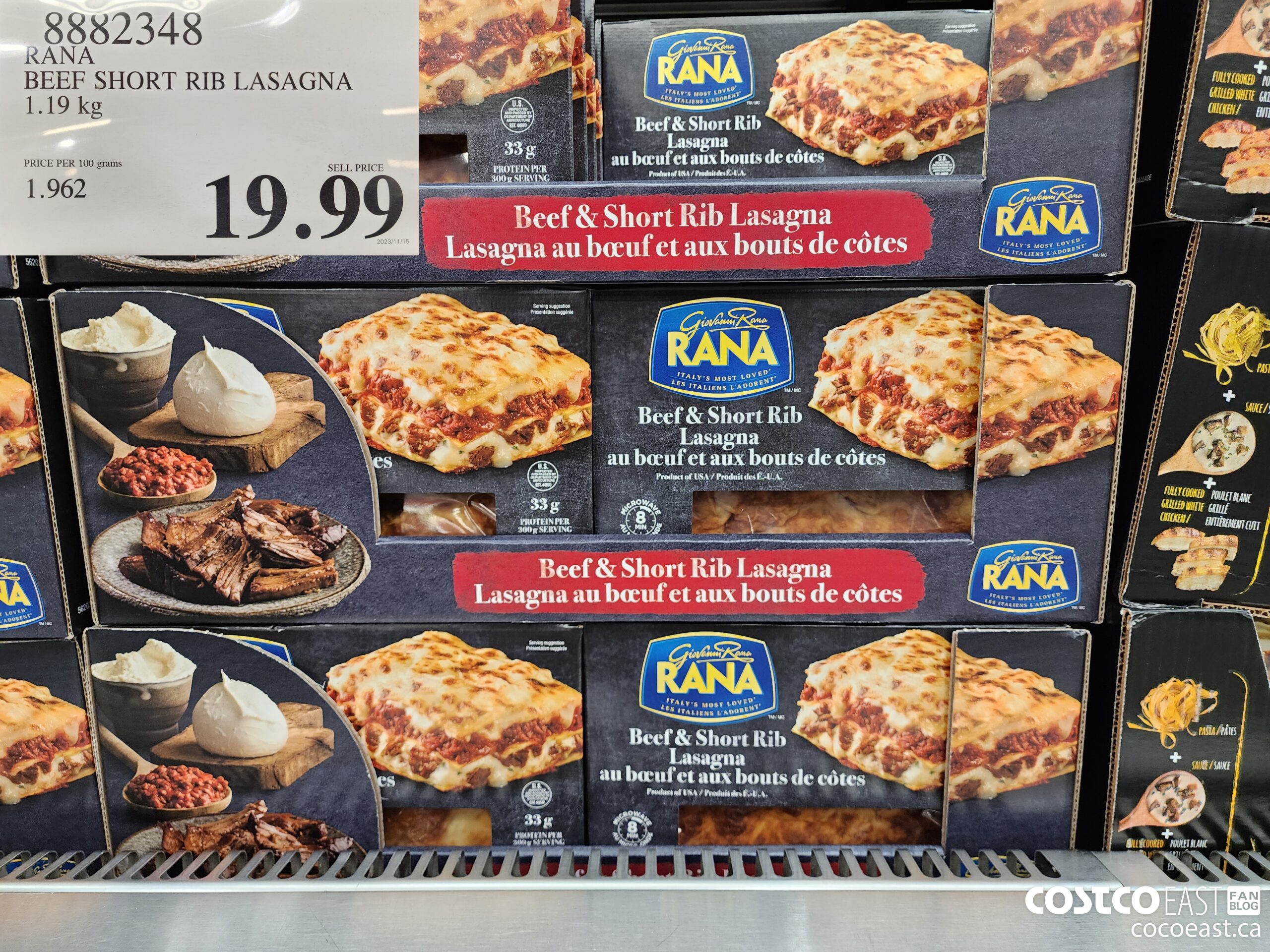 8882348 RANA BEEF SHORT RIB LASAGNA 1.19 kg $19.99
