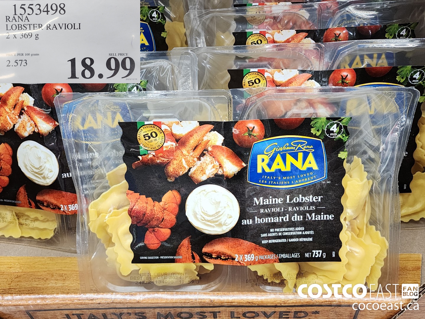 1553498 RANA LOBSTER RAVIOLI 2 x 369 g $18.99