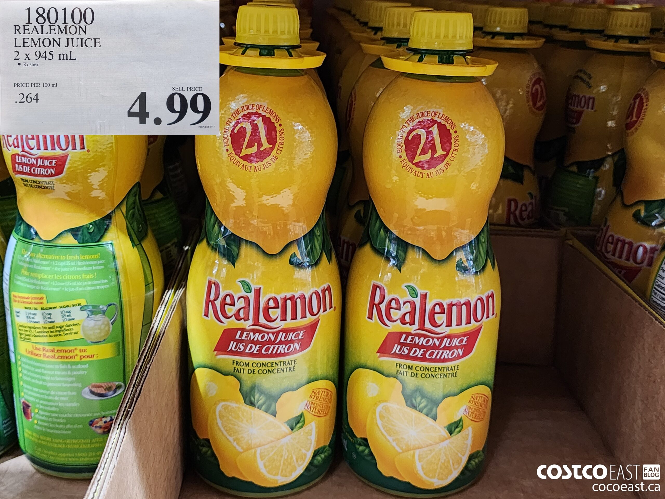 180100 REALEMON LEMON JUICE 2 X 945 ML $4.99