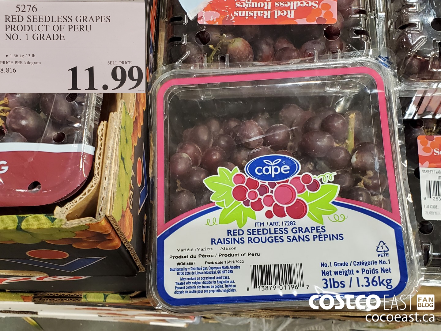 5276 RED SEEDLESS GRAPES PRODUCT OF MEXICO NO. 1 GRADE $11.99
